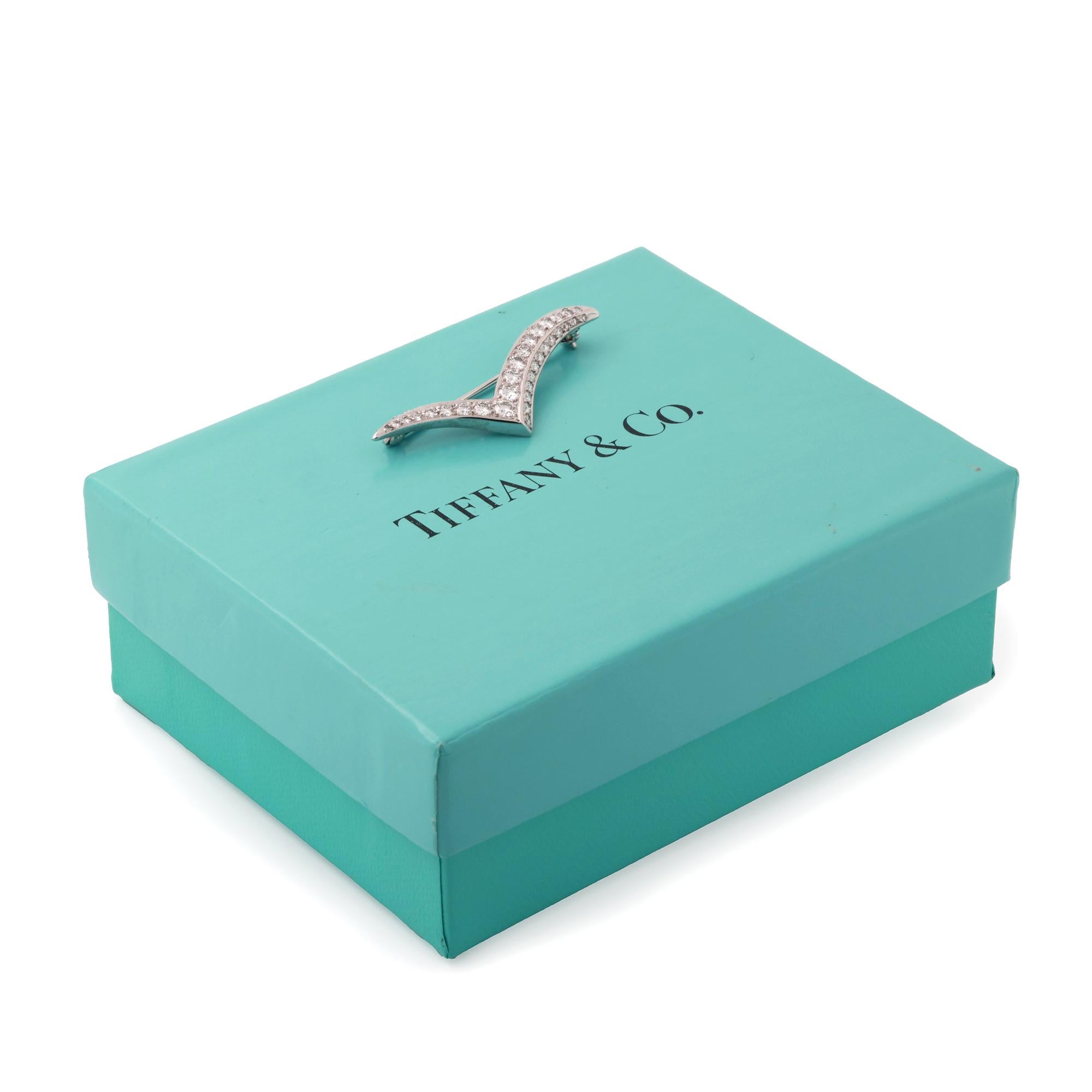 Tiffany & Co. Platinum Diamond Seagull Brooch 1.20 TW 1.60" Vintage
