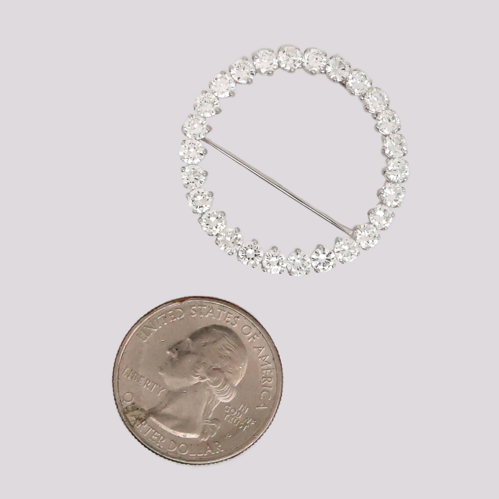 Vintage 4.00 TW Diamond Circle of Life Brooch Pin Platinum 1.25" Ladies Estate
