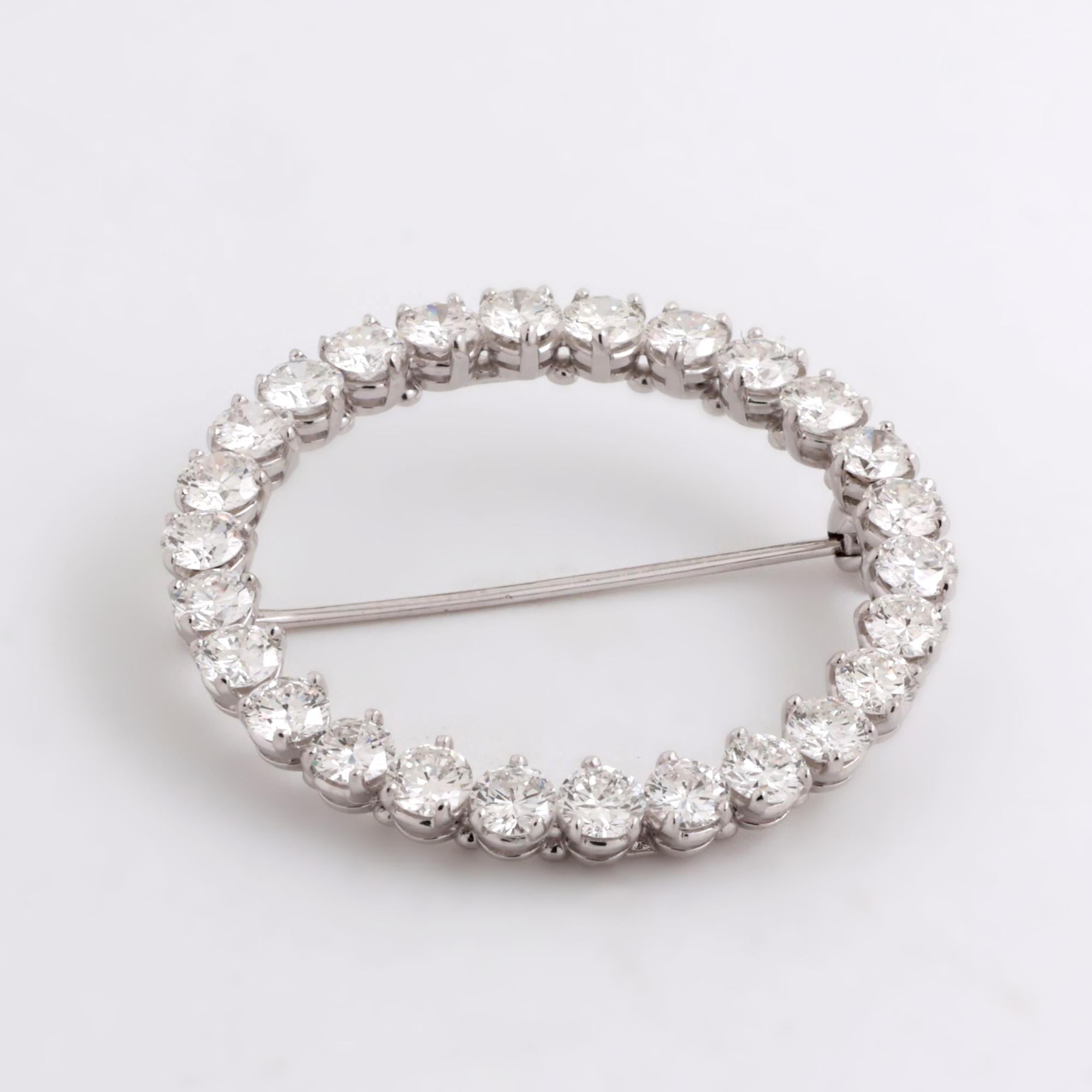Vintage 4.00 TW Diamond Circle of Life Brooch Pin Platinum 1.25" Ladies Estate