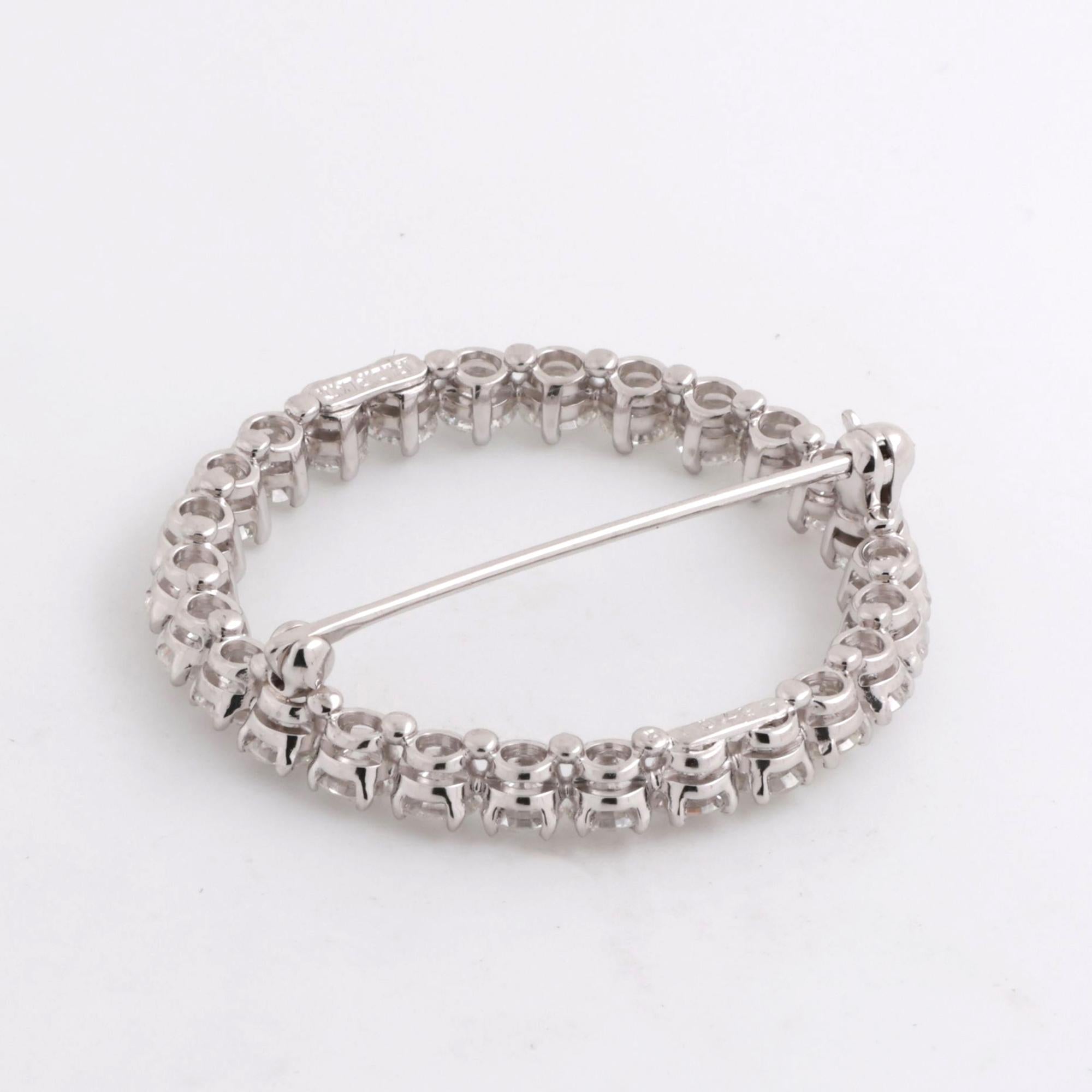 Vintage 4.00 TW Diamond Circle of Life Brooch Pin Platinum 1.25" Ladies Estate