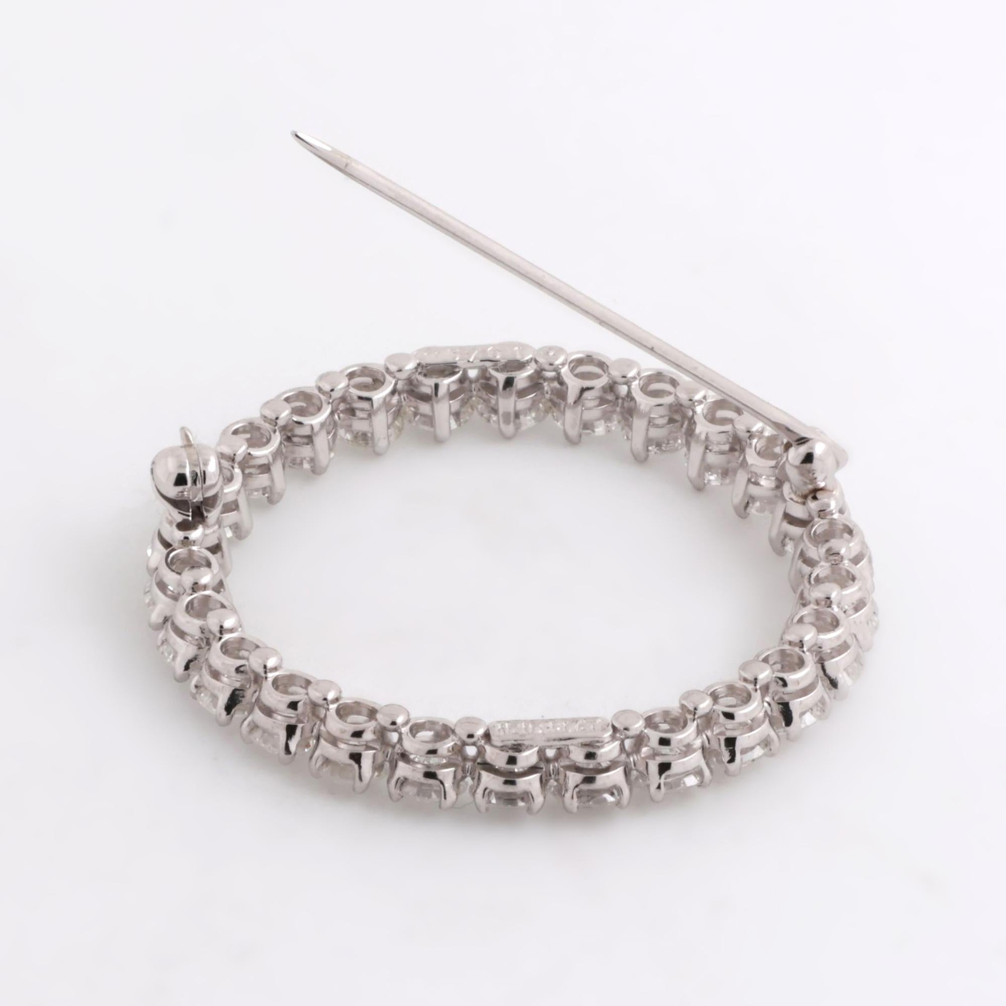 Vintage 4.00 TW Diamond Circle of Life Brooch Pin Platinum 1.25" Ladies Estate