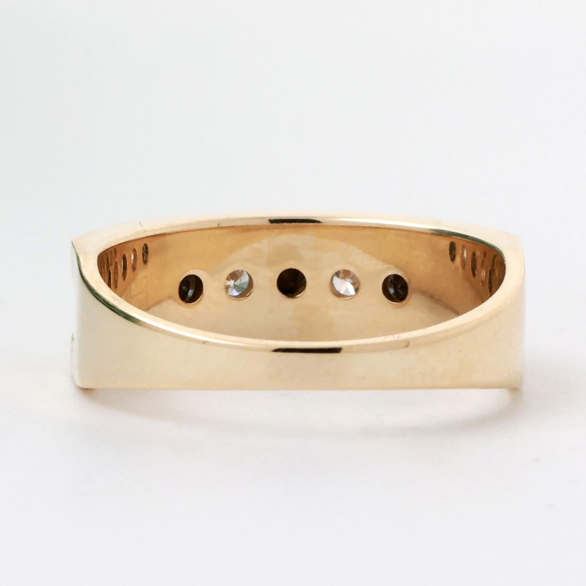 EFFY 14K Yellow Gold Black and White Diamond Band Ring 0.49 TW Size 10.25