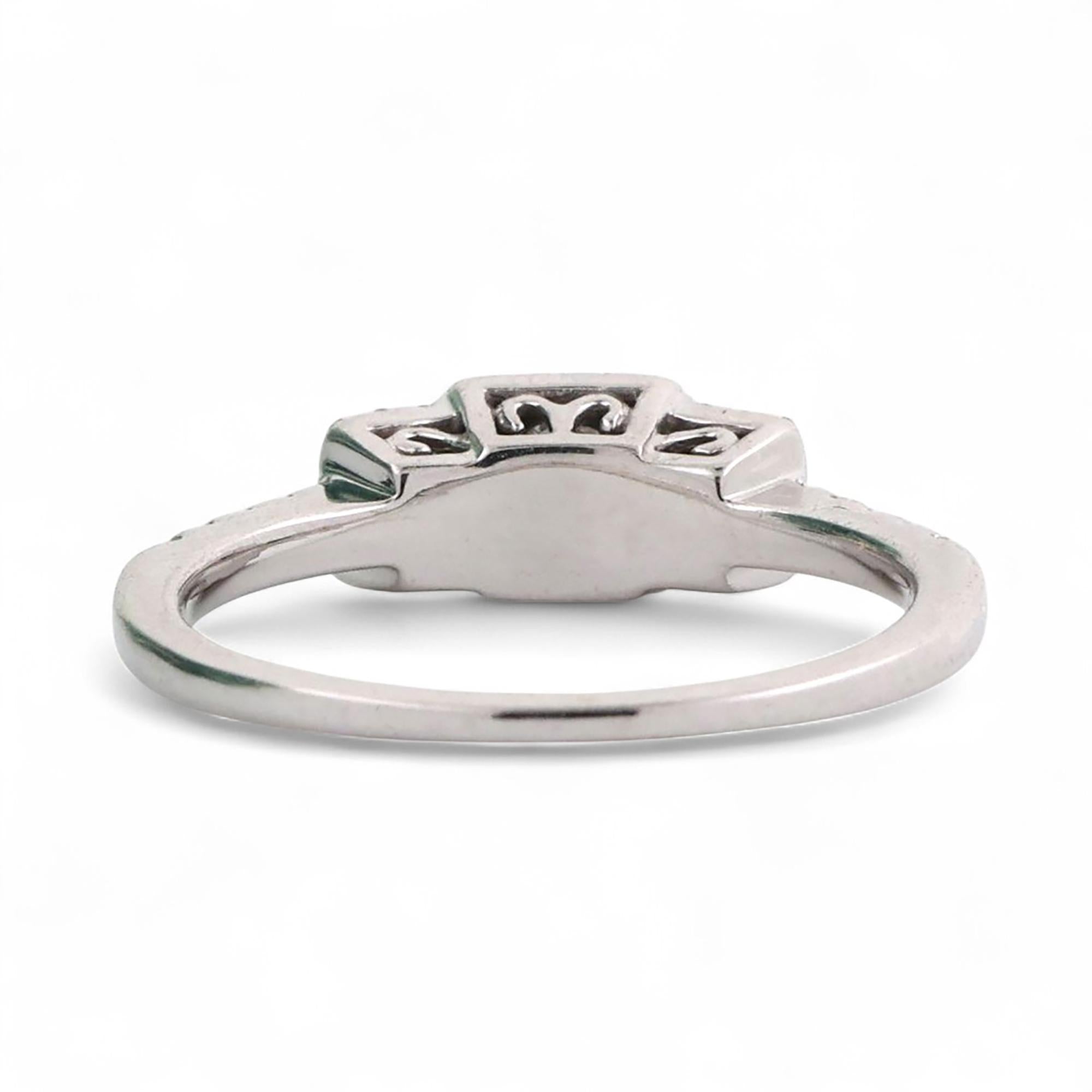 0.60 TW 3-Stone Princess Cut Halo Diamond Engagement Ring 14K White Gold Size 6