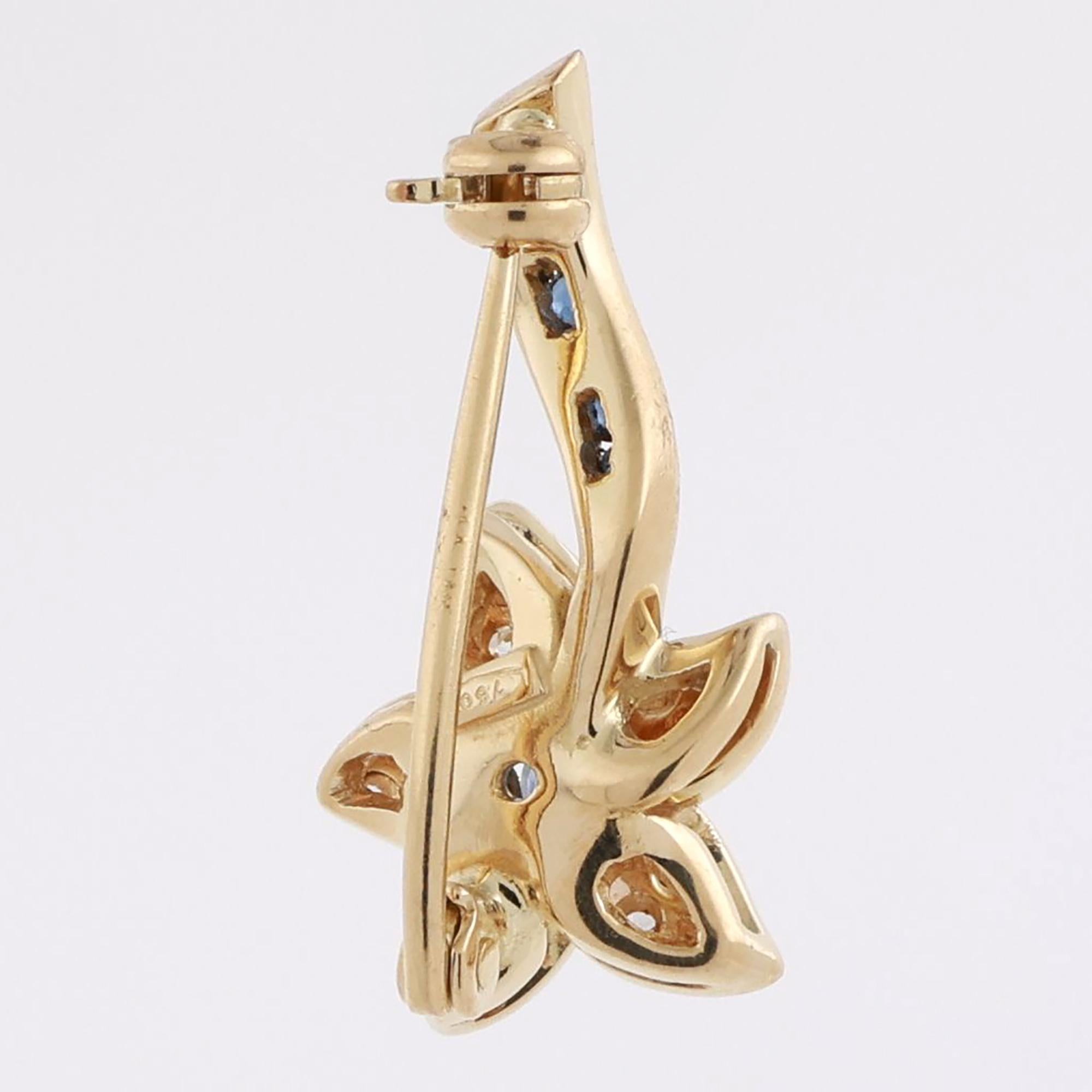Diamond Flower Pin Brooch 18K Yellow Gold 0.50 CTW 0.85" Ladies Estate