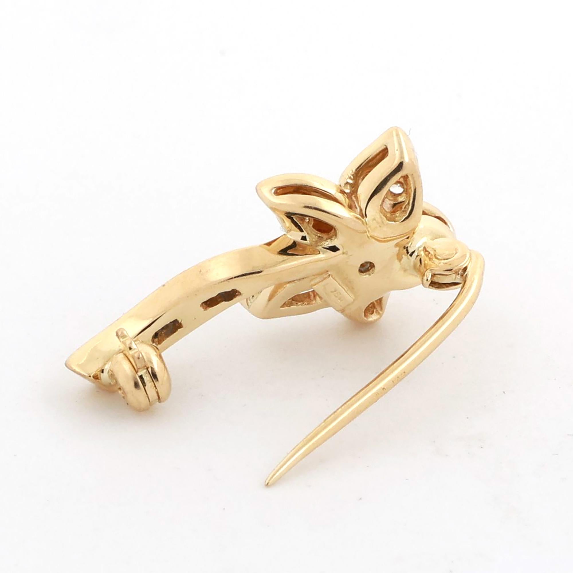 Diamond Flower Pin Brooch 18K Yellow Gold 0.50 CTW 0.85" Ladies Estate