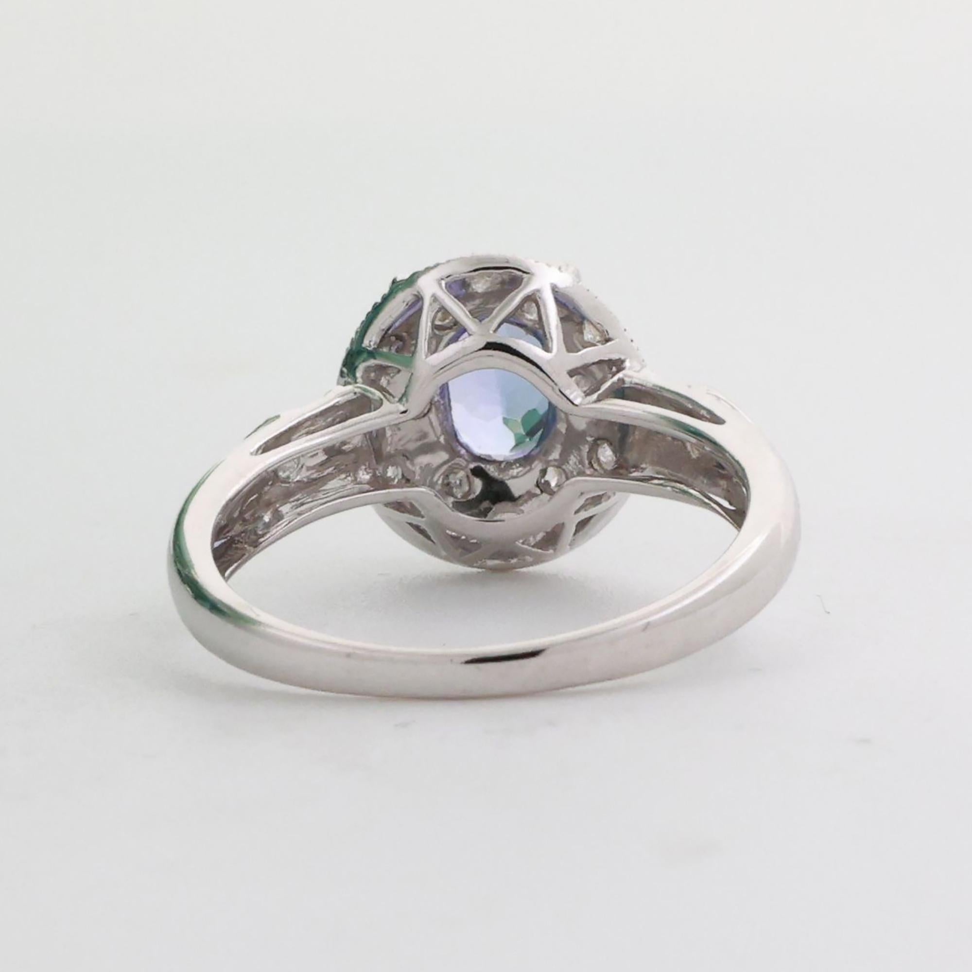Tanzanite Diamond Cocktail Star Ring 10K White Gold 0.60 CTW Size 6.75 Estate