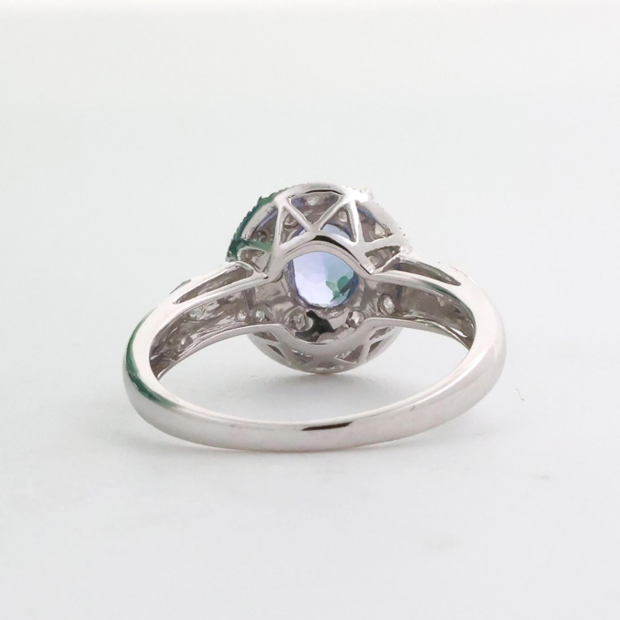 Tanzanite Diamond Cocktail Star Ring 10K White Gold 0.60 CTW Size 6.75 Estate