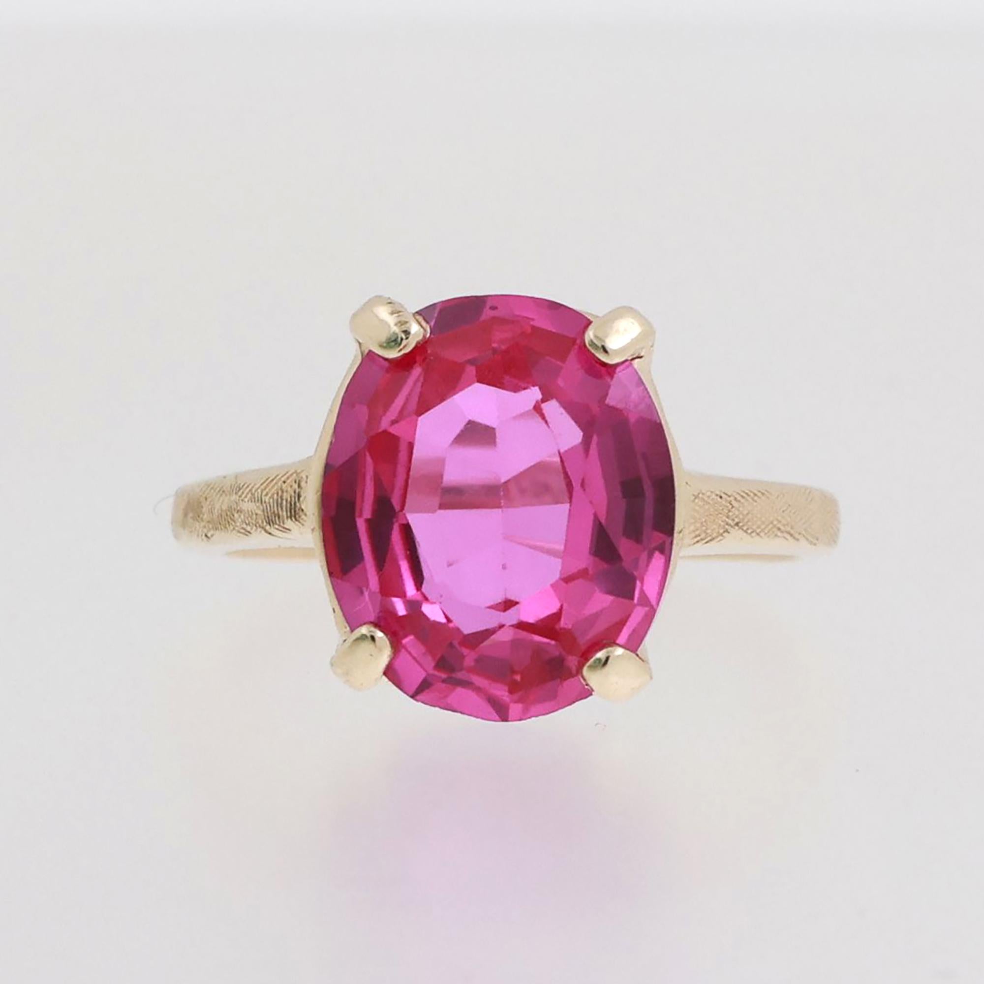 Oval Cut Ruby Solitaire Ring 10K Yellow Gold 6.75 CT Lab Grown Size 6.5 Ladies