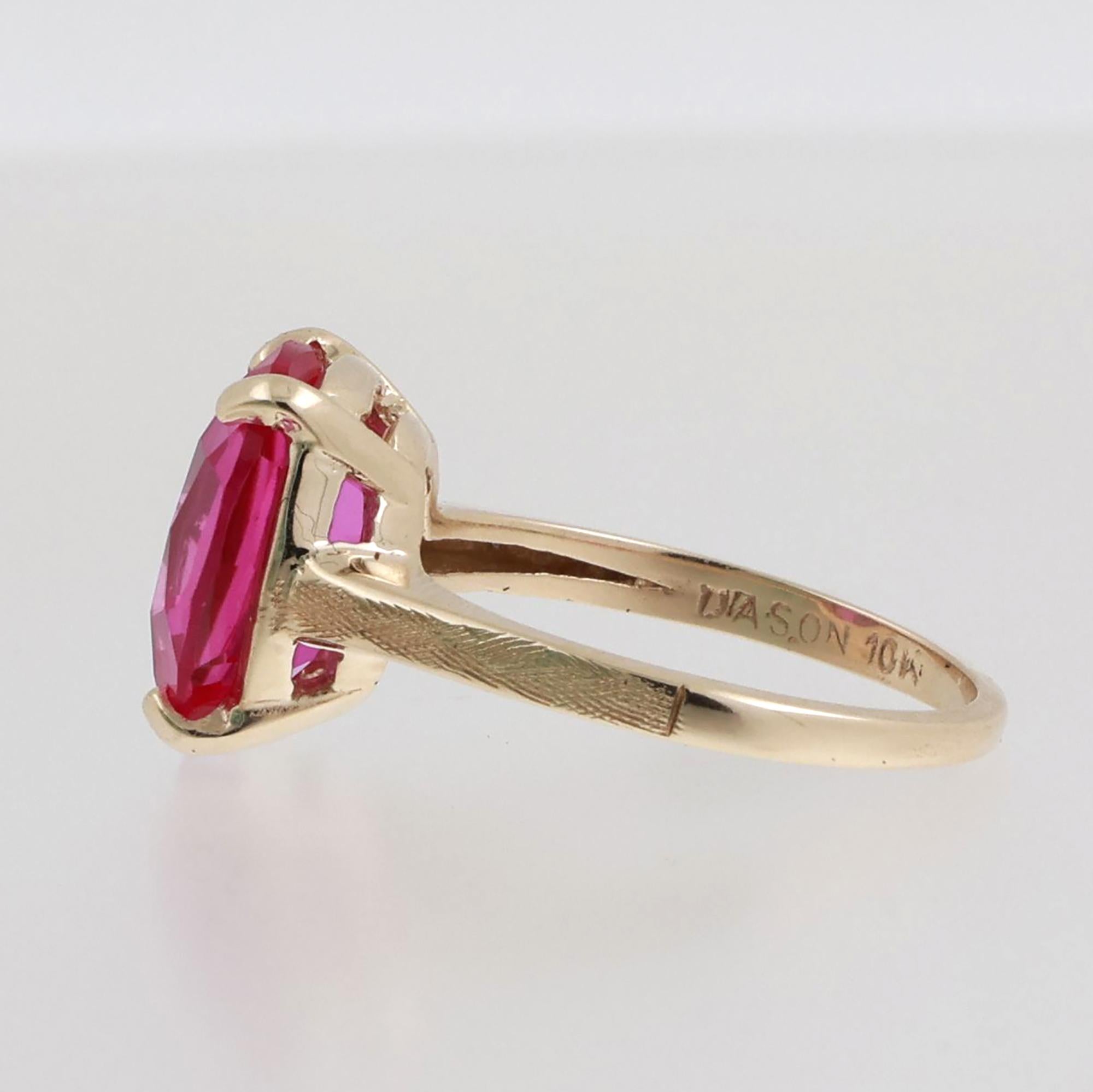Oval Cut Ruby Solitaire Ring 10K Yellow Gold 6.75 CT Lab Grown Size 6.5 Ladies