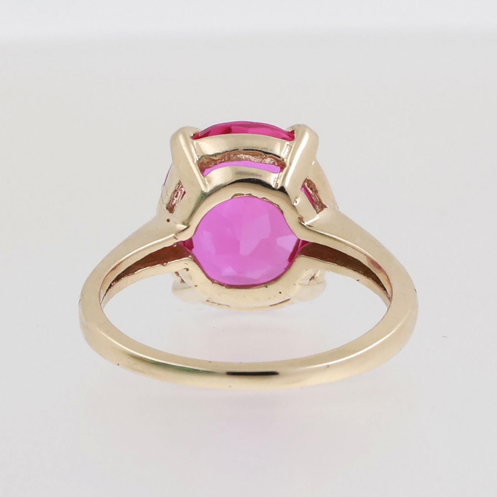 Oval Cut Ruby Solitaire Ring 10K Yellow Gold 6.75 CT Lab Grown Size 6.5 Ladies