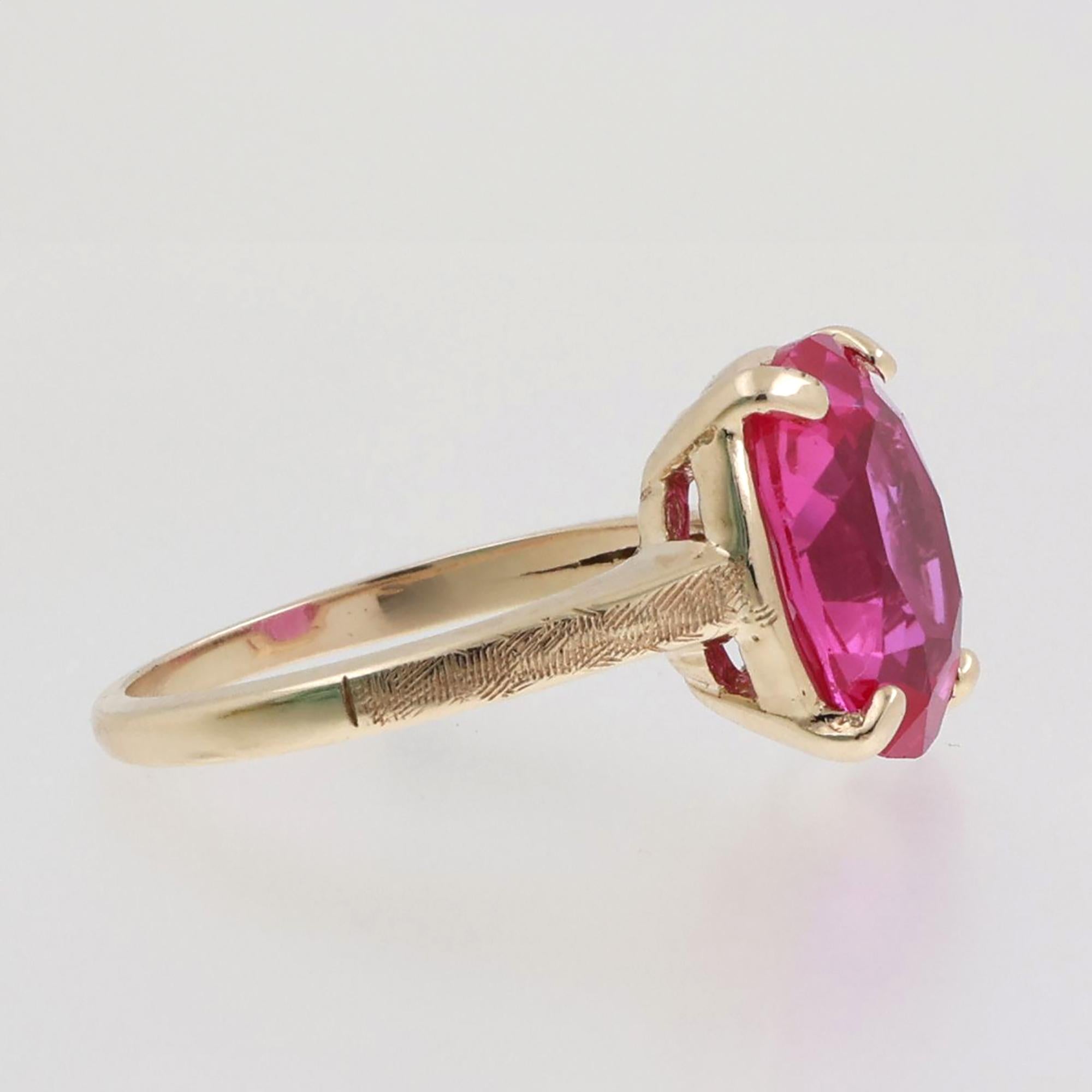 Oval Cut Ruby Solitaire Ring 10K Yellow Gold 6.75 CT Lab Grown Size 6.5 Ladies