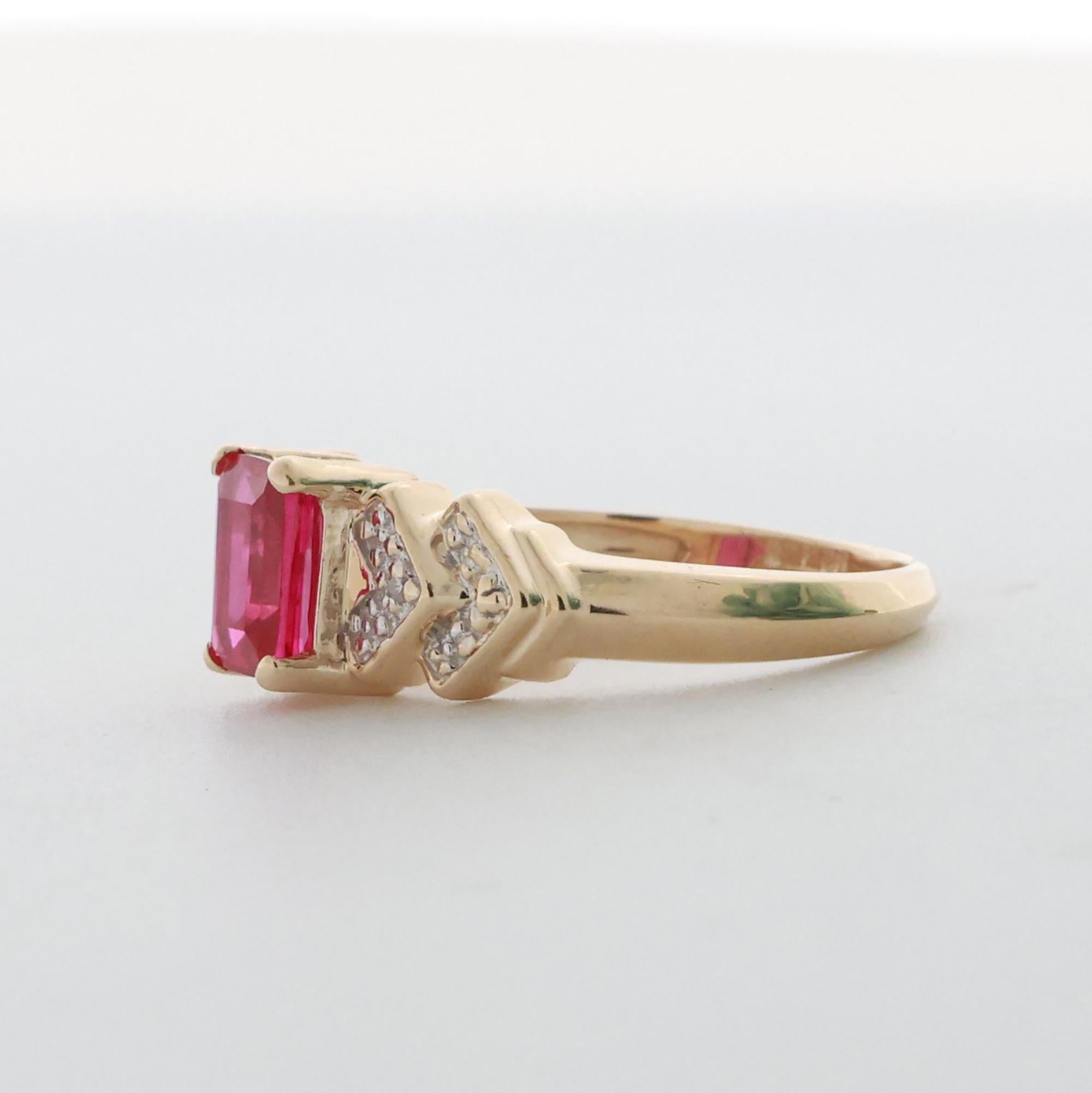 Ruby Diamond Cocktail Ring 10K Gold 0.37 CTW Lab Grown Ladies Size 8