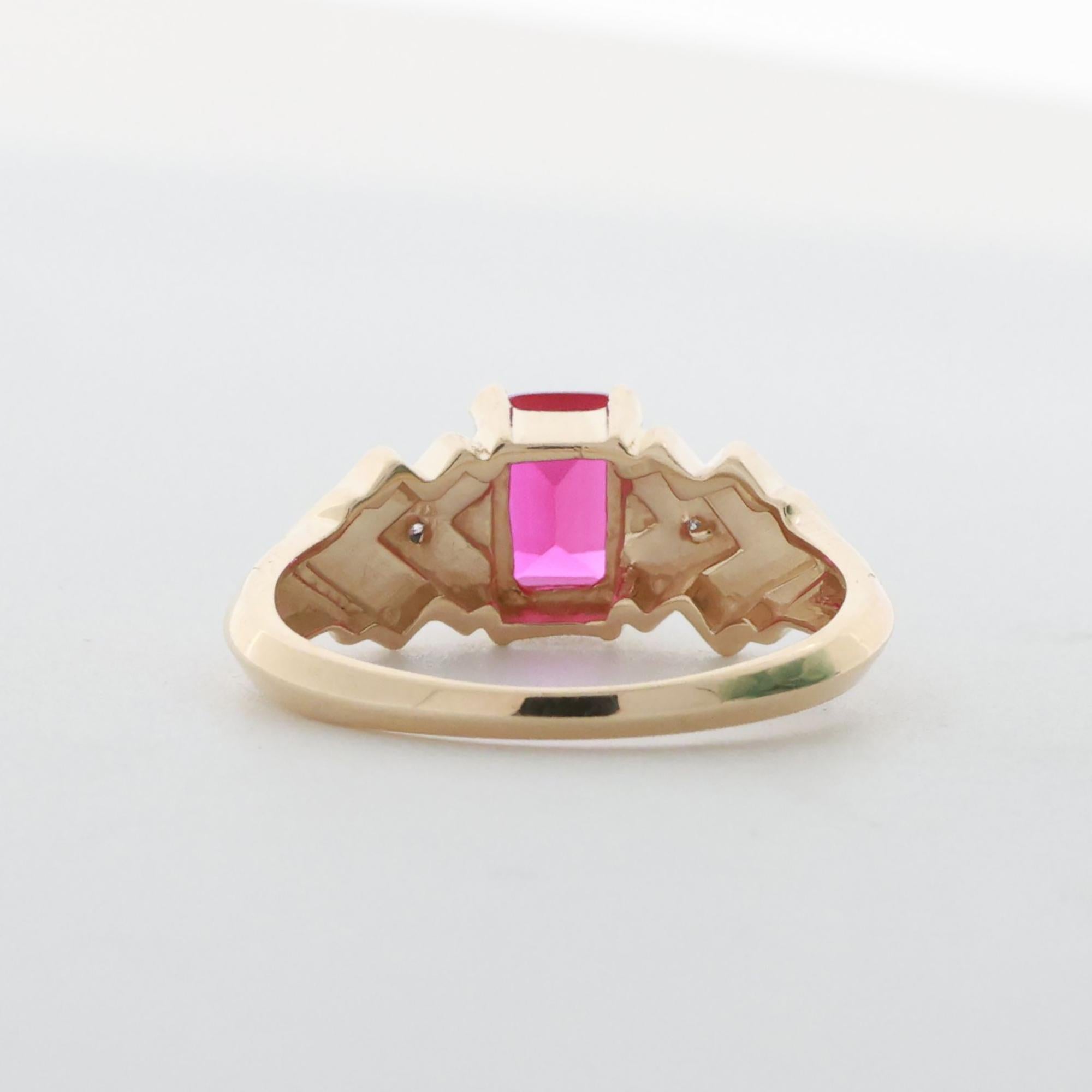 Ruby Diamond Cocktail Ring 10K Gold 0.37 CTW Lab Grown Ladies Size 8