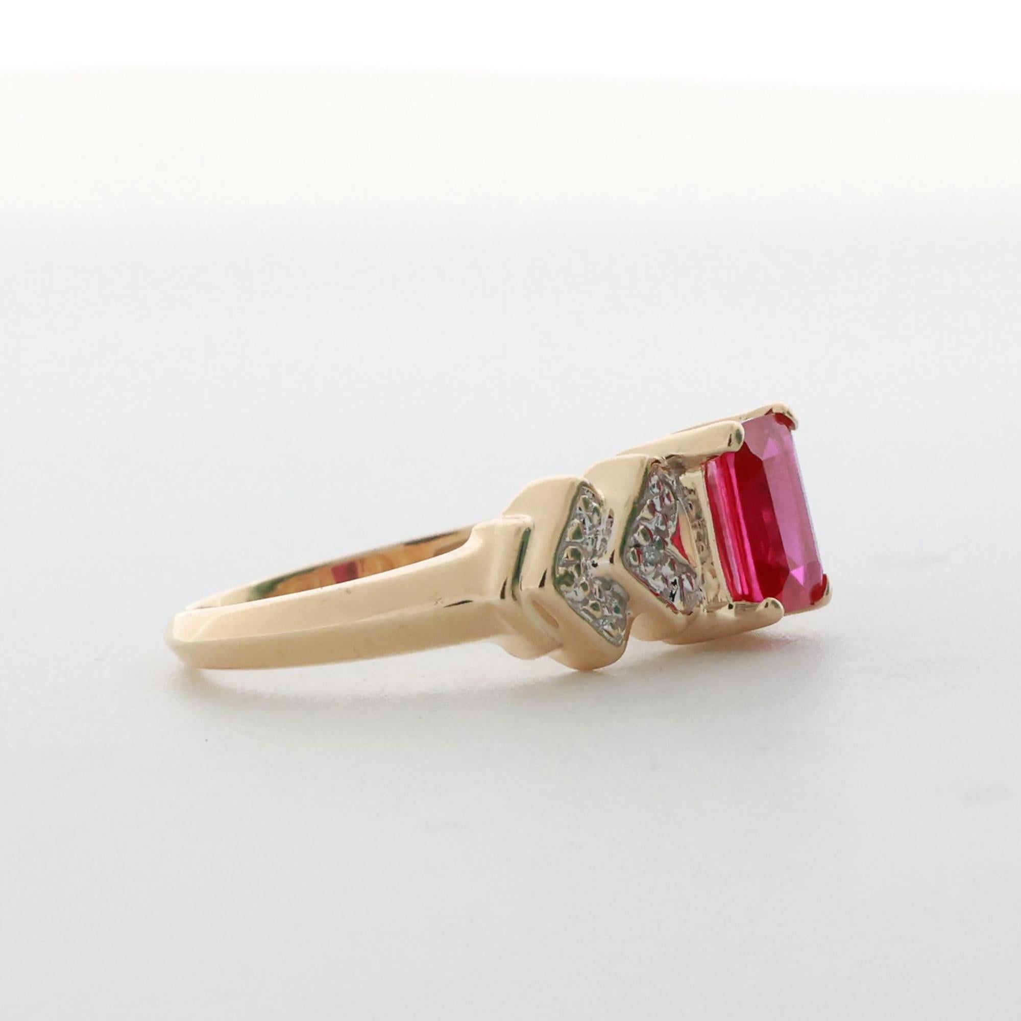 Ruby Diamond Cocktail Ring 10K Gold 0.37 CTW Lab Grown Ladies Size 8