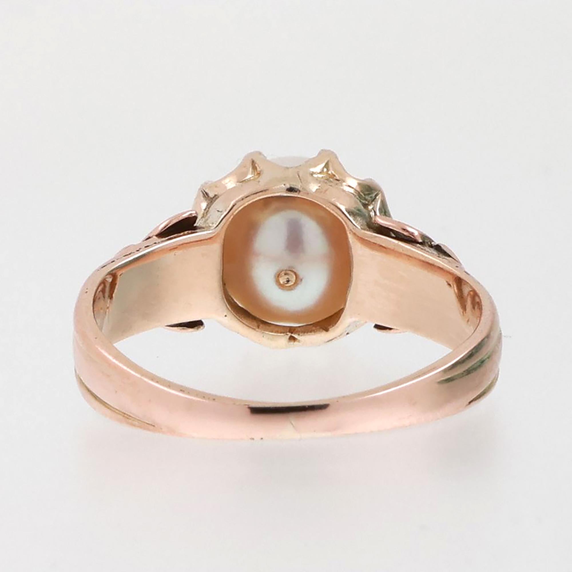 Vintage Akoya Pearl Solitaire Ring 10K Yellow Gold Size 5.75 Ladies Estate