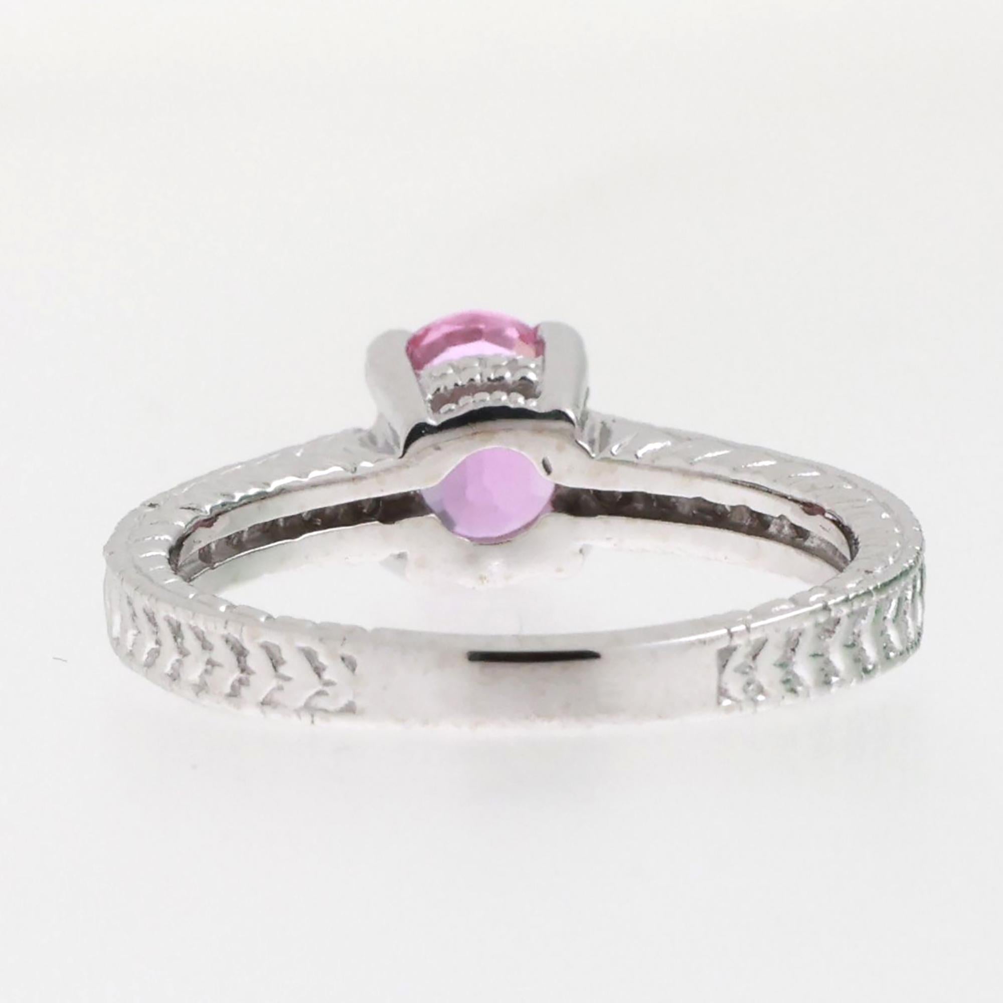 Pink Sapphire Diamond Accent Band Ring 14K White Gold 1.20 CTW Size 6.25