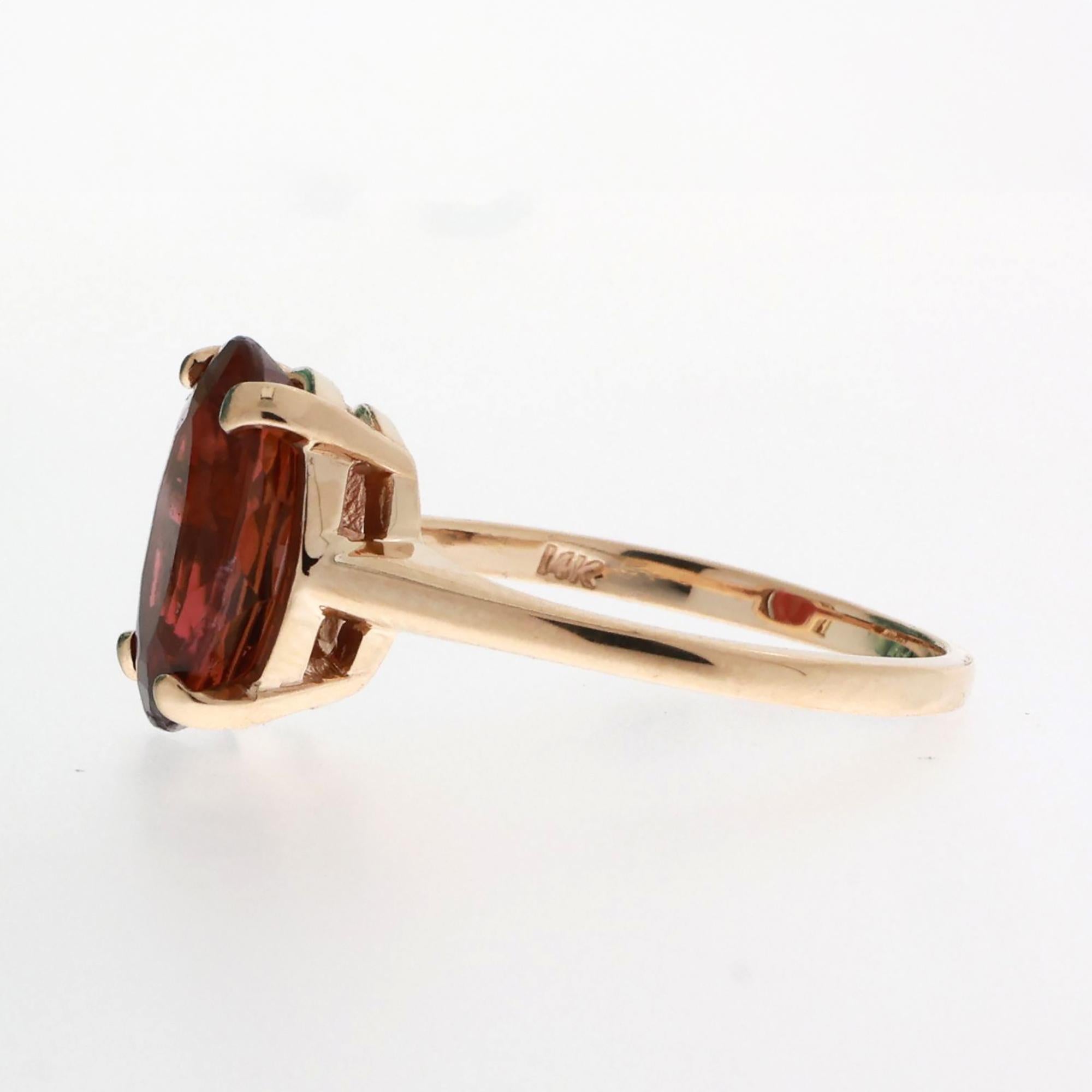4.75 CT Pink Tourmaline Solitaire Ring 14K Yellow Gold Size 7.25 Ladies Estate