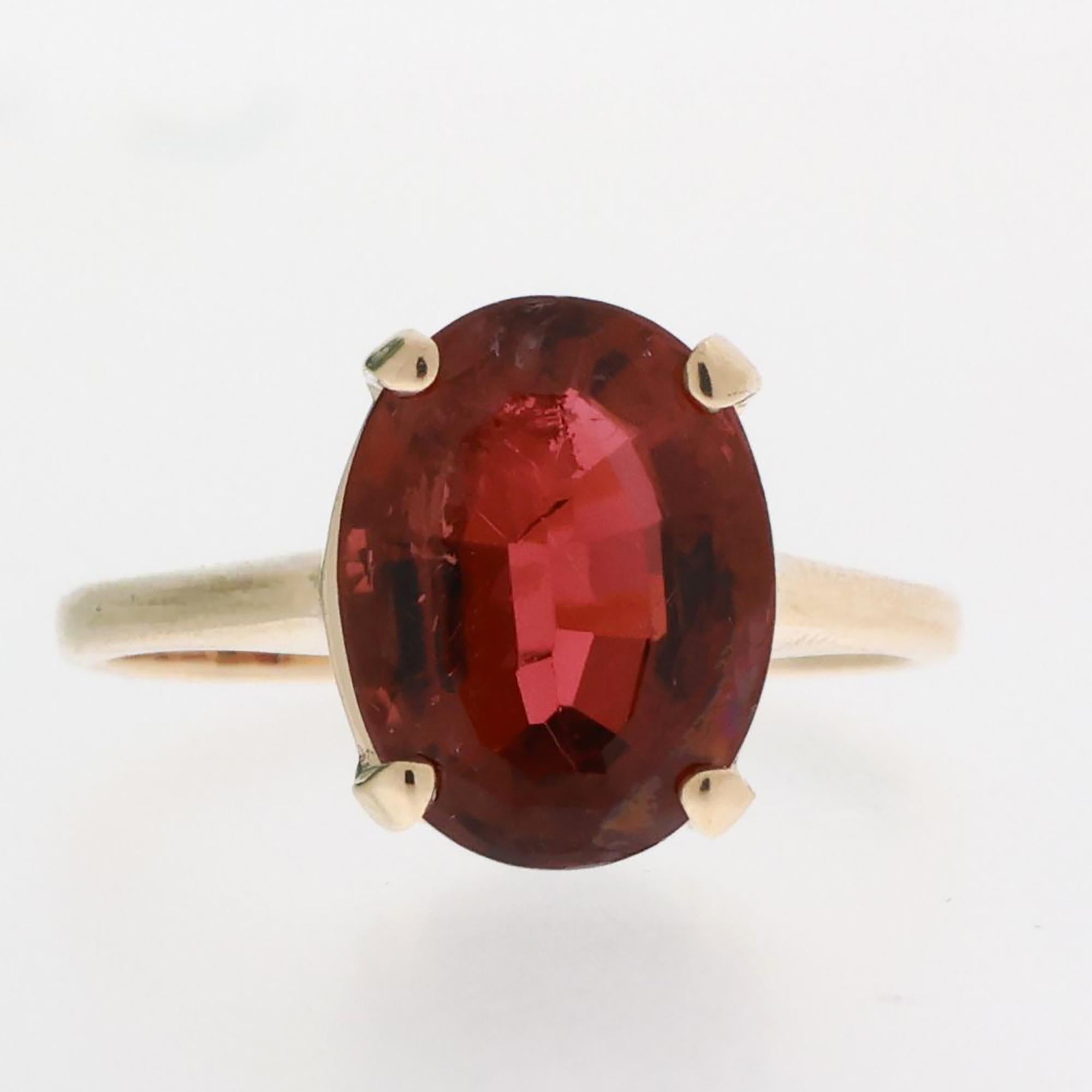 4.75 CT Pink Tourmaline Solitaire Ring 14K Yellow Gold Size 7.25 Ladies Estate