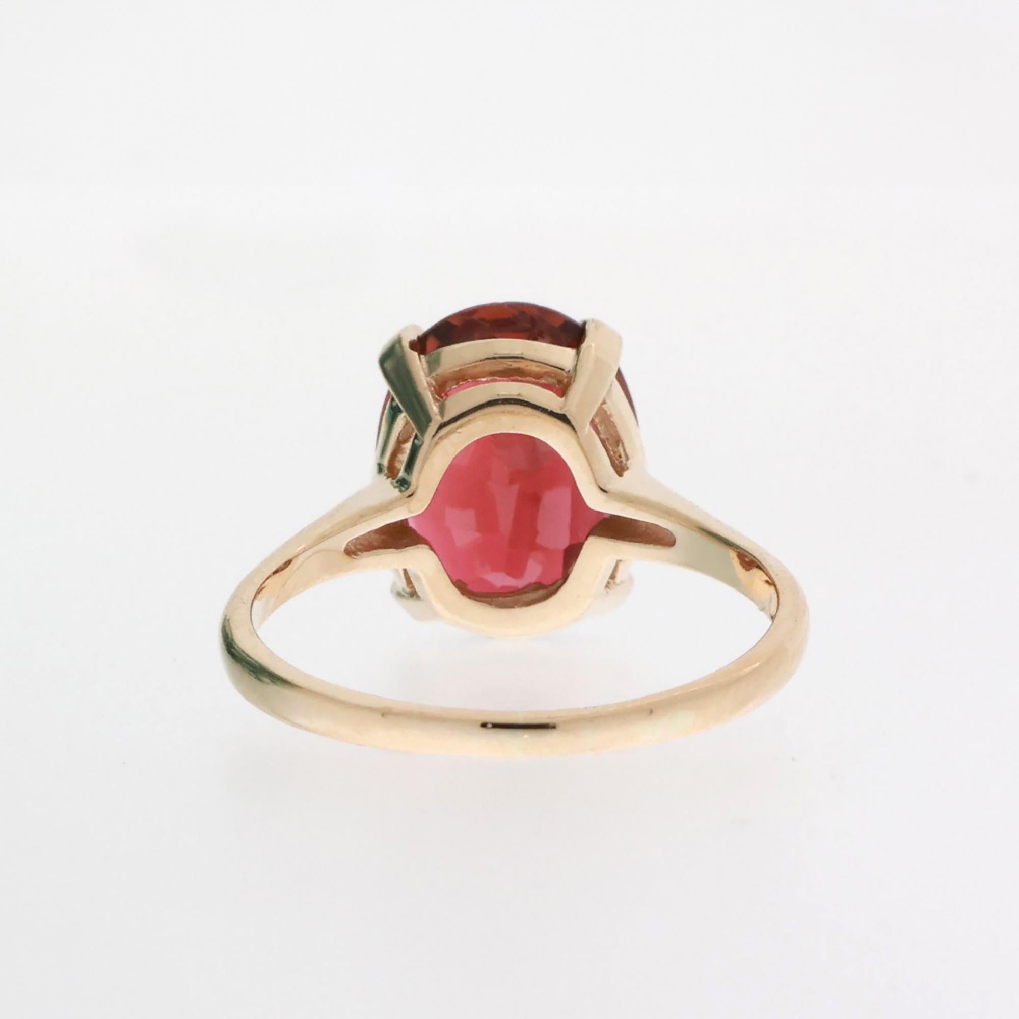 4.75 CT Pink Tourmaline Solitaire Ring 14K Yellow Gold Size 7.25 Ladies Estate