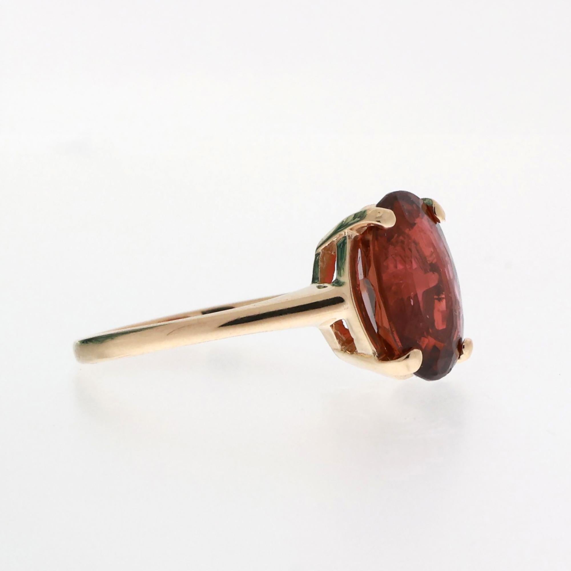 4.75 CT Pink Tourmaline Solitaire Ring 14K Yellow Gold Size 7.25 Ladies Estate