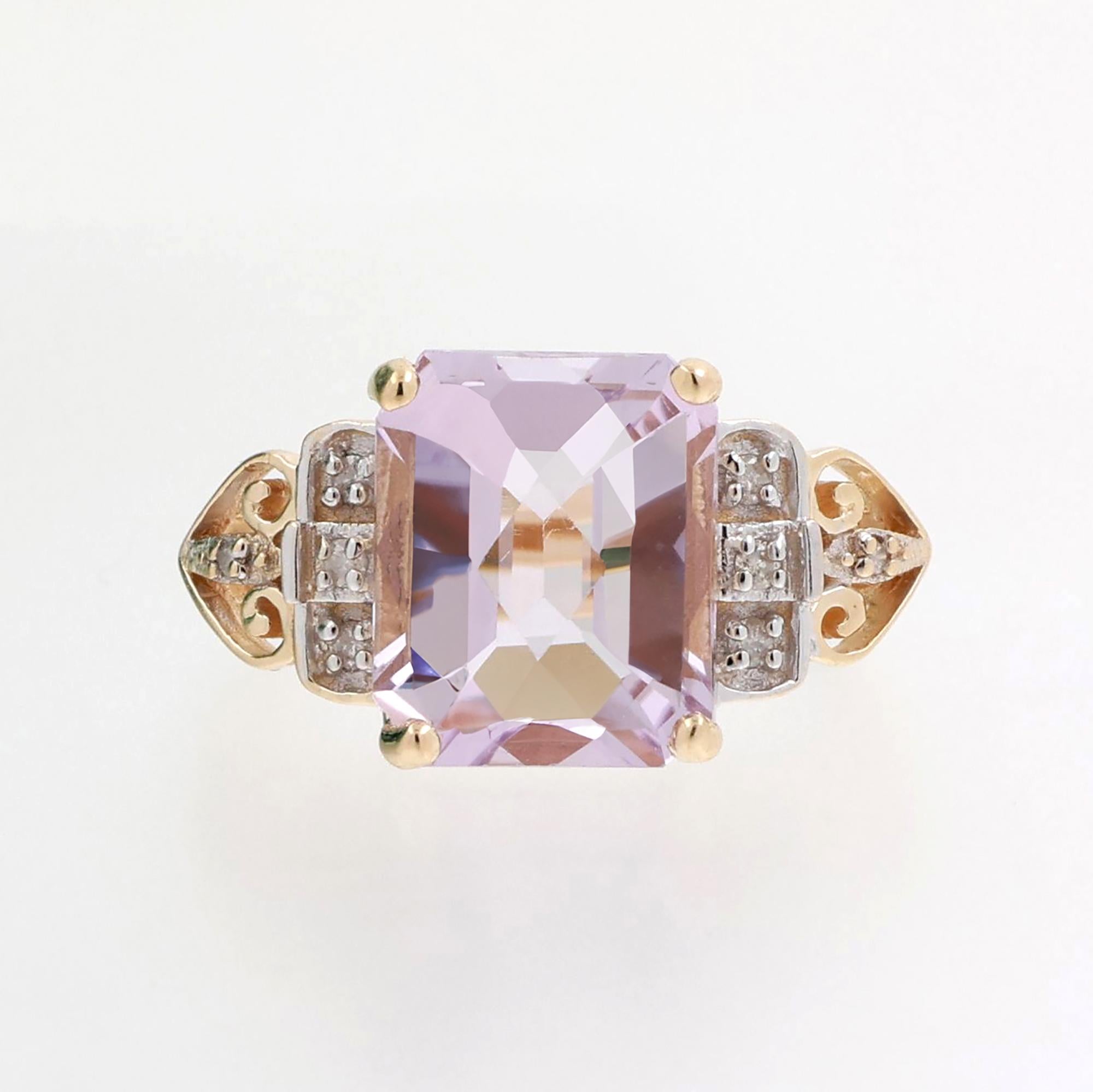Pink Sapphire Diamond Accent Cocktail Ring 14K Gold 9.17 CTW Heart Motif SZ 7.25