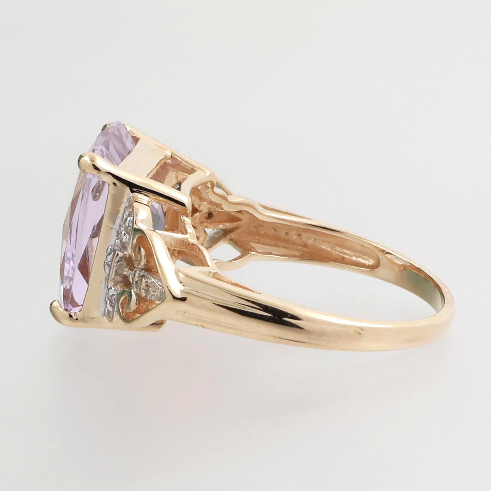 Pink Sapphire Diamond Accent Cocktail Ring 14K Gold 9.17 CTW Heart Motif SZ 7.25