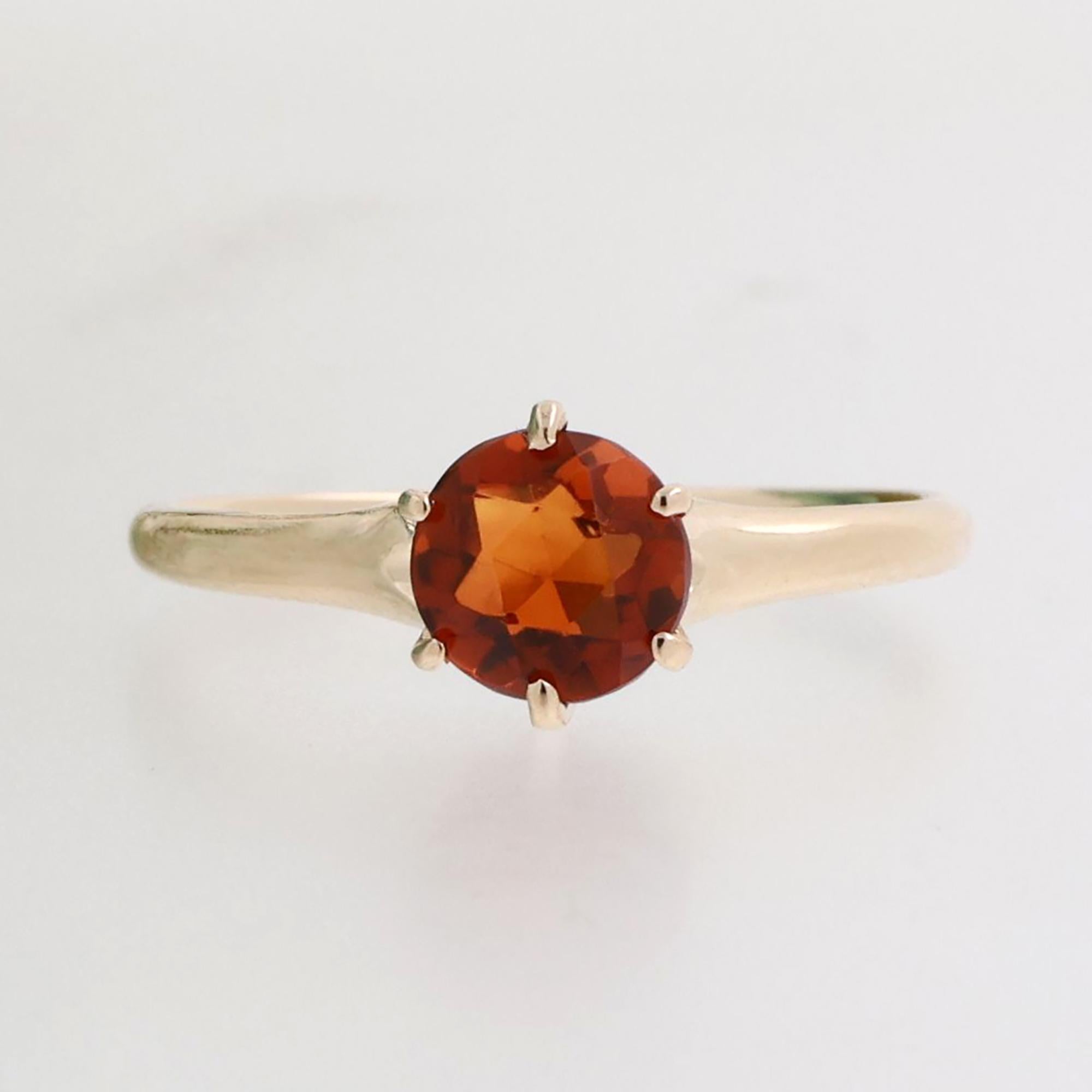 Orange Sapphire Solitaire Ring 14K Yellow Gold 1.20 CT Lab Grown Size 6.25