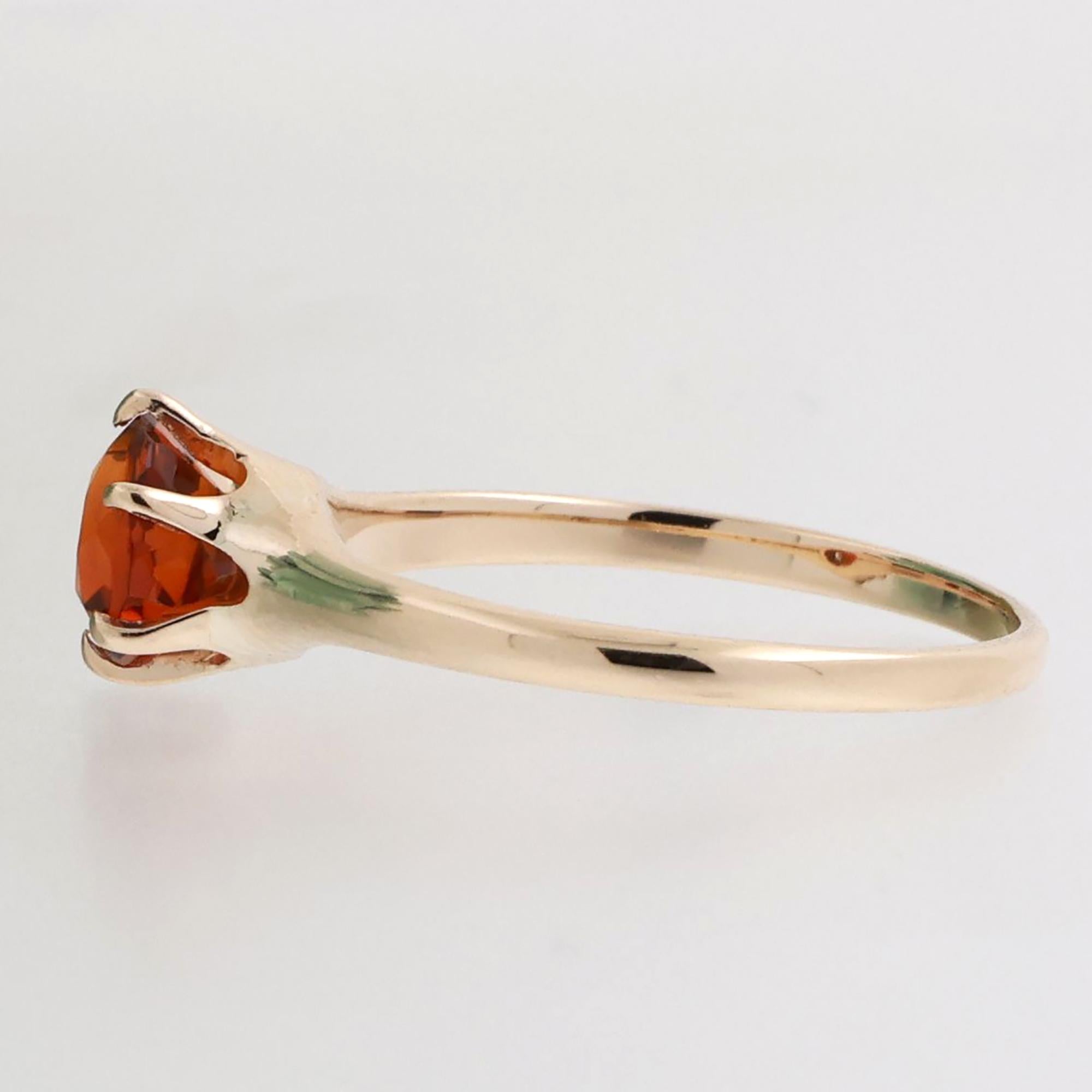 Orange Sapphire Solitaire Ring 14K Yellow Gold 1.20 CT Lab Grown Size 6.25