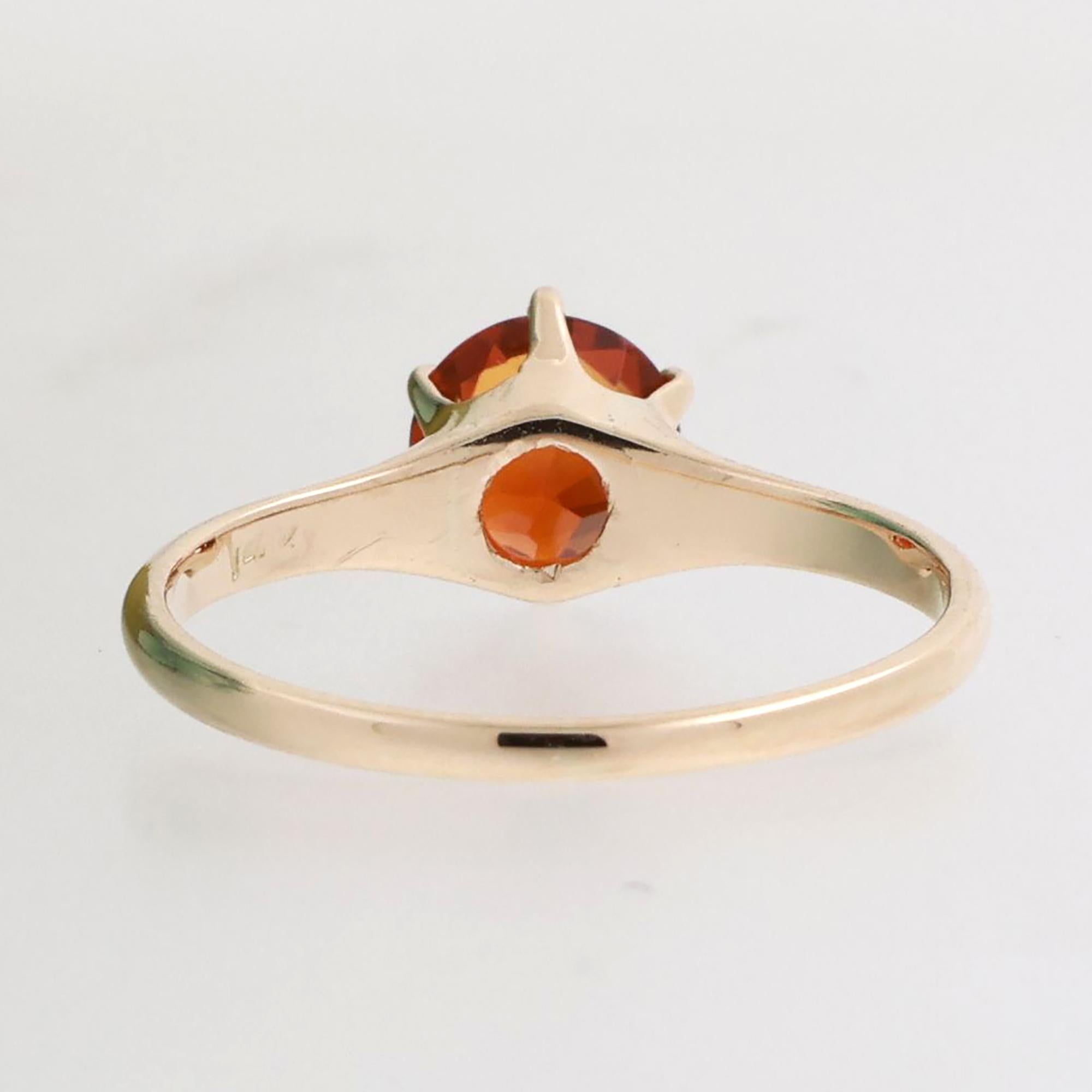 Orange Sapphire Solitaire Ring 14K Yellow Gold 1.20 CT Lab Grown Size 6.25