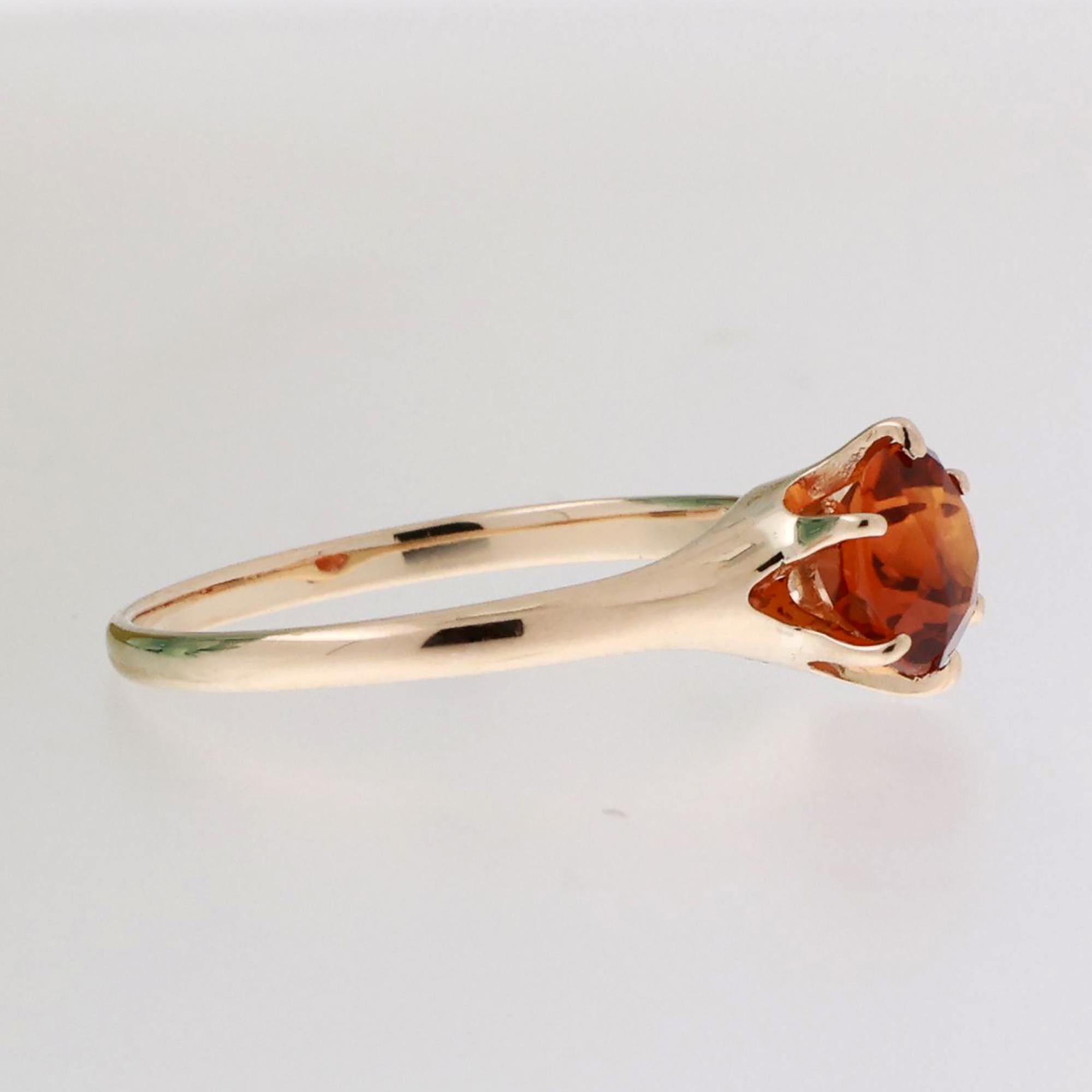 Orange Sapphire Solitaire Ring 14K Yellow Gold 1.20 CT Lab Grown Size 6.25