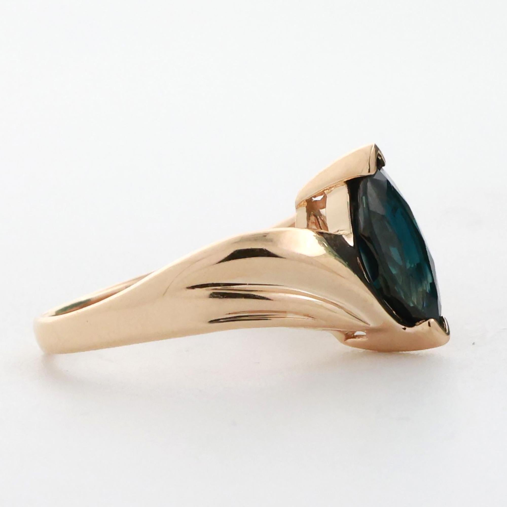 Marquise Cut Blue Sapphire Solitaire Ring 14K Yellow Gold 1.30 CT Size 5.75