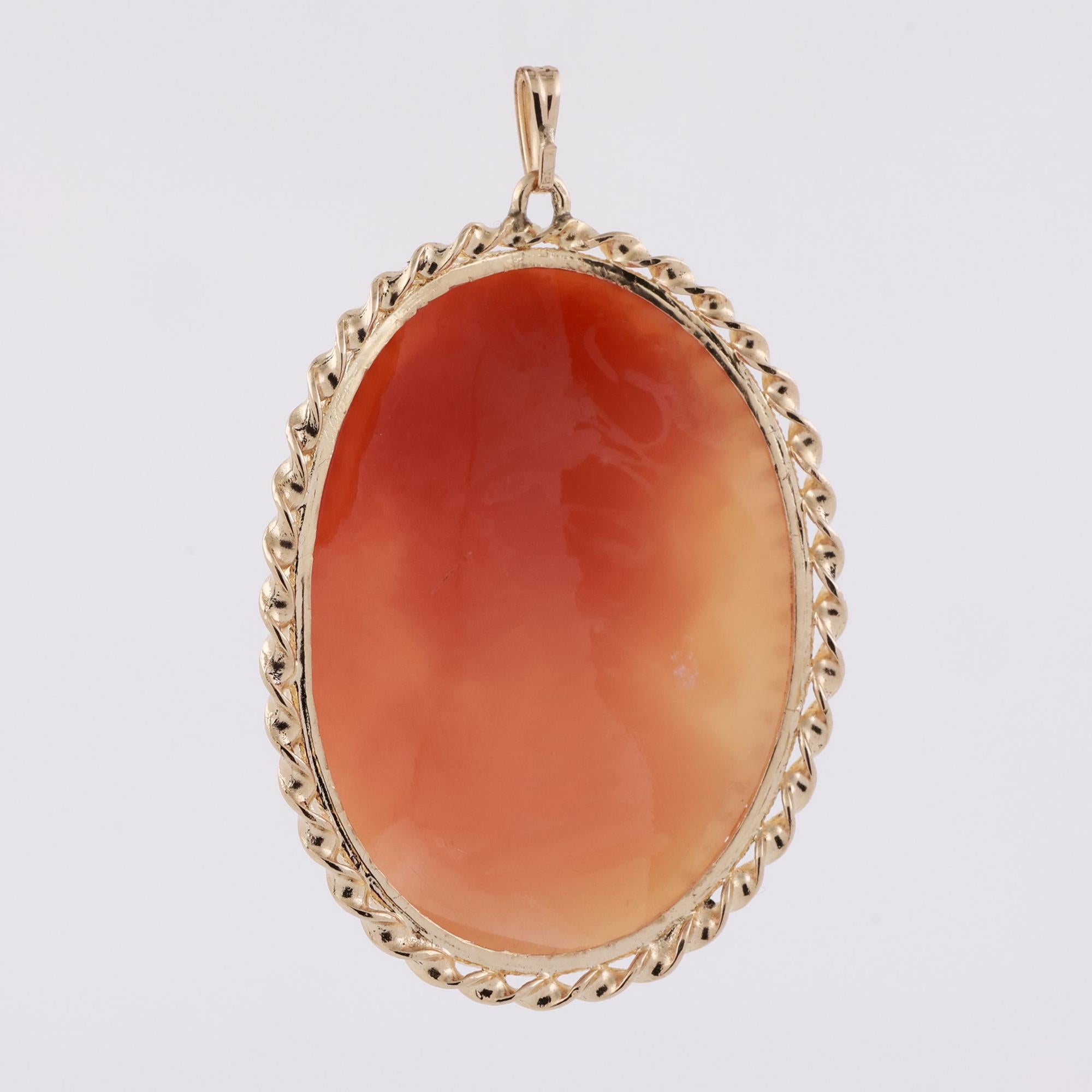 Cameo Pendant 14K Yellow Gold Twisted Frame Ladies Vintage Estate 2.30"
