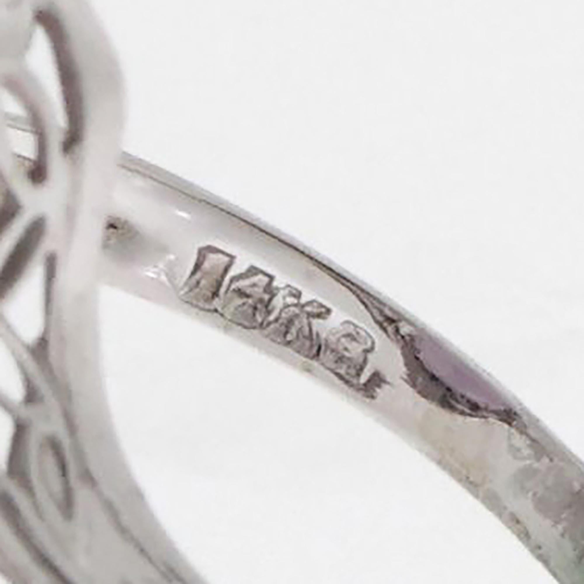 Vintage Solitaire Amethyst Filigree Ring 14K White Gold 4.75 CT Size 4 Ladies