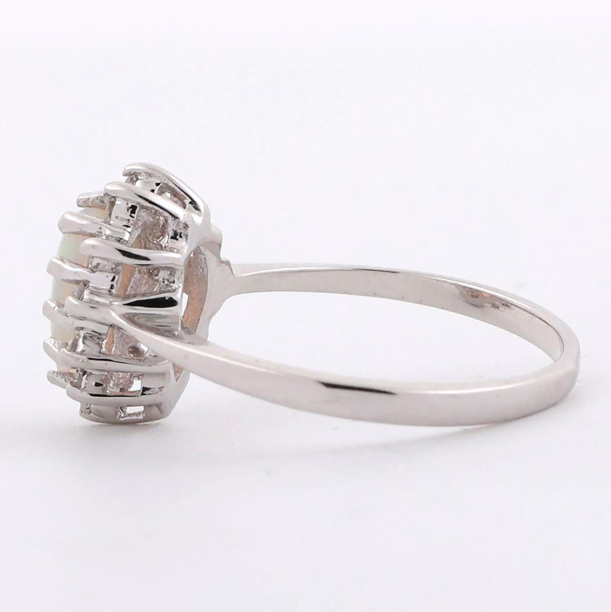 Pear Opal Diamond Halo Ring 14K White Gold 0.57 CTW Size 5 Ladies Estate