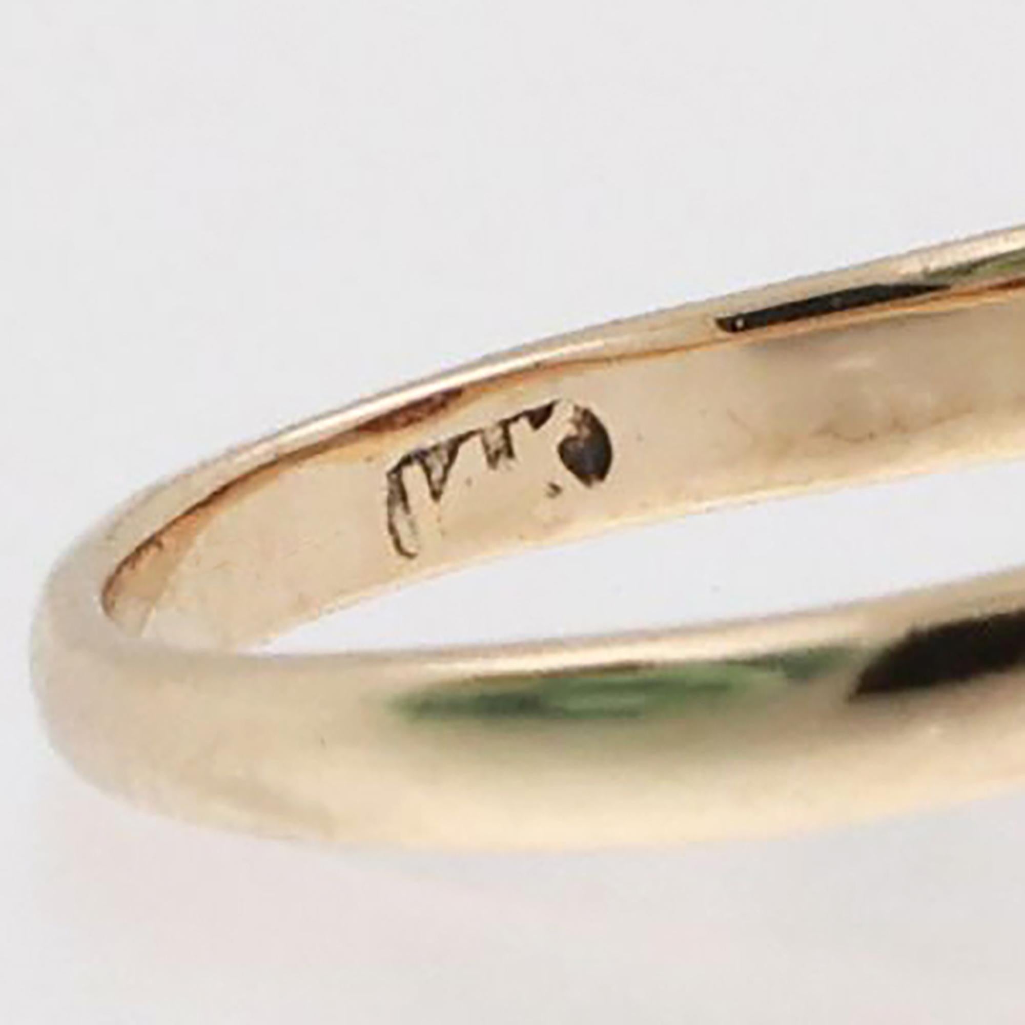 Momo Coral Solitaire Ring 14K Yellow Gold Size 4.25 Vintage Estate