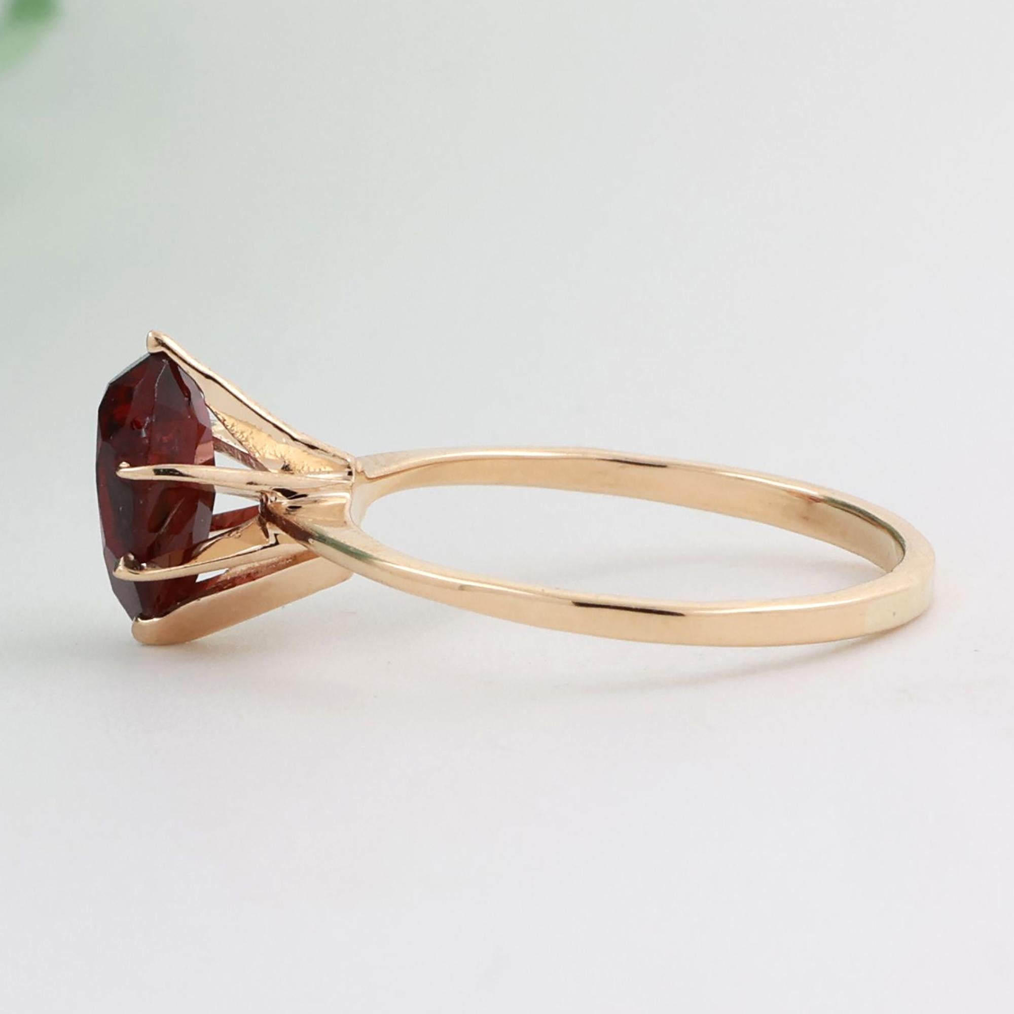 1.57 CT Pear Cut Ruby Solitaire Ring 14K Yellow Gold Size 5.5 Ladies Estate