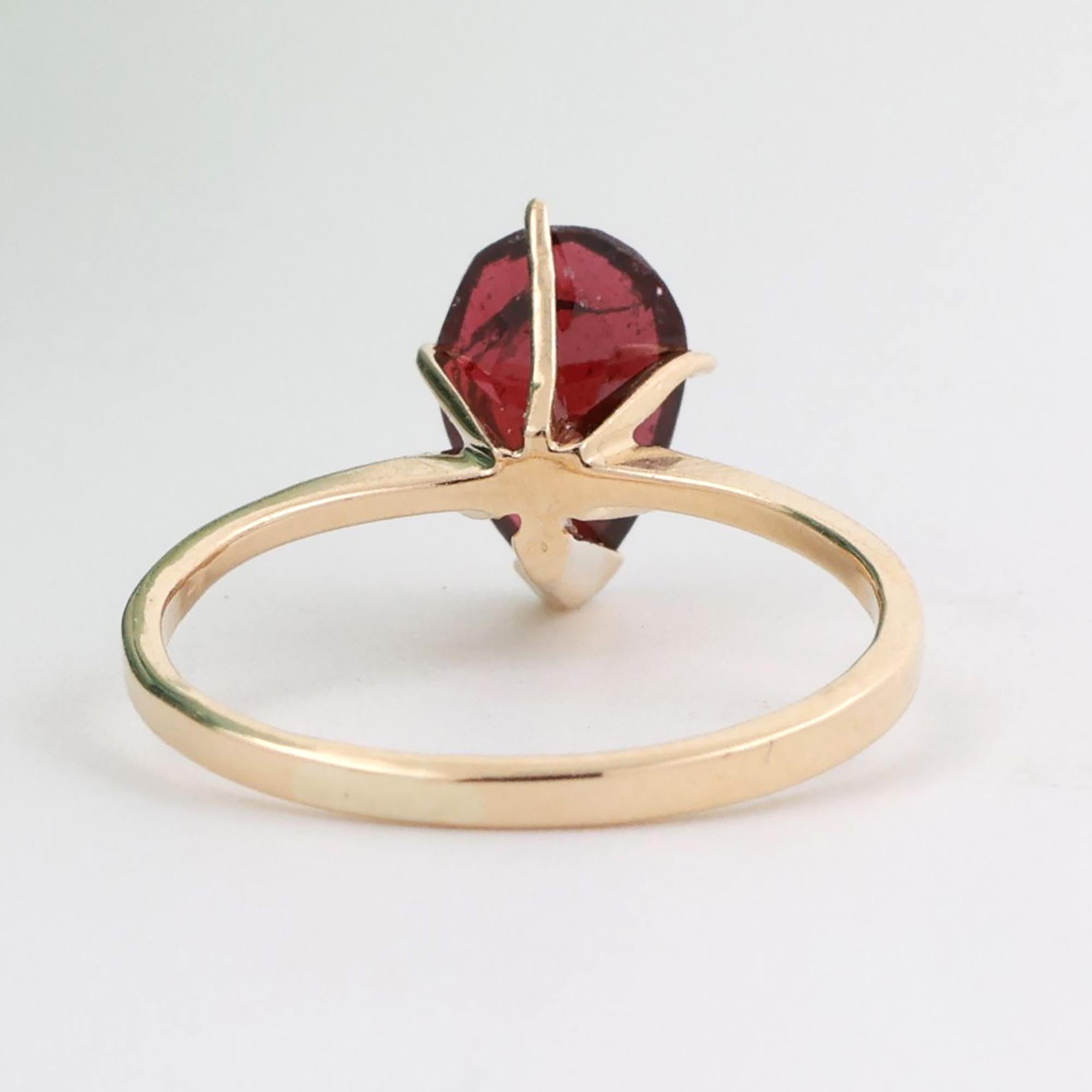 1.57 CT Pear Cut Ruby Solitaire Ring 14K Yellow Gold Size 5.5 Ladies Estate