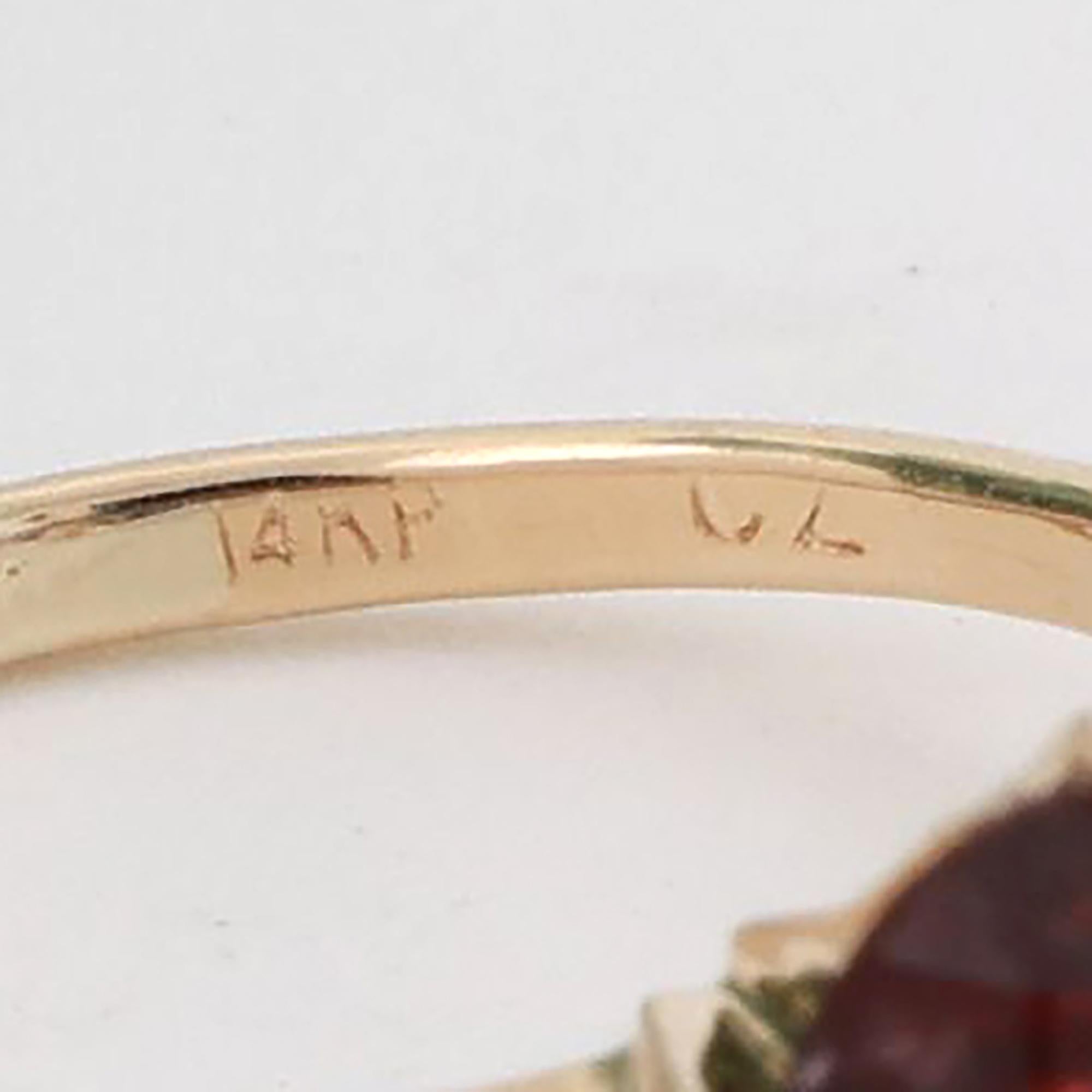 1.57 CT Pear Cut Ruby Solitaire Ring 14K Yellow Gold Size 5.5 Ladies Estate