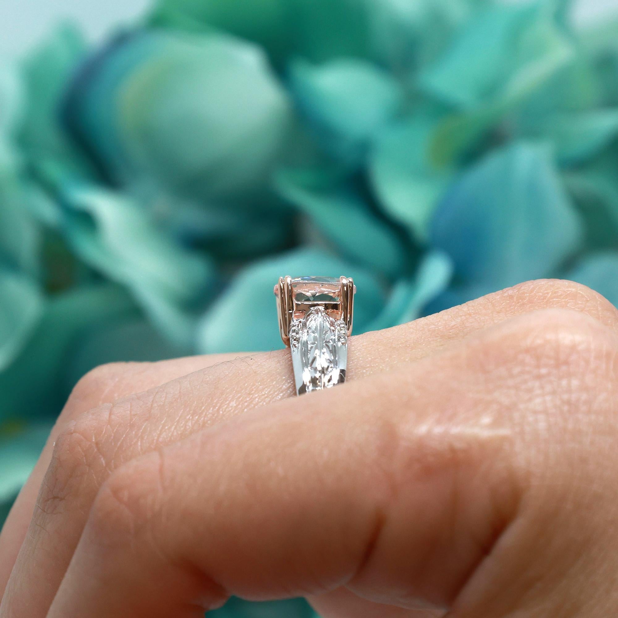 Pink Sapphire Diamond Accent Cocktail Ring 14K Gold 2.56 CTW Size 9.25 Ladies