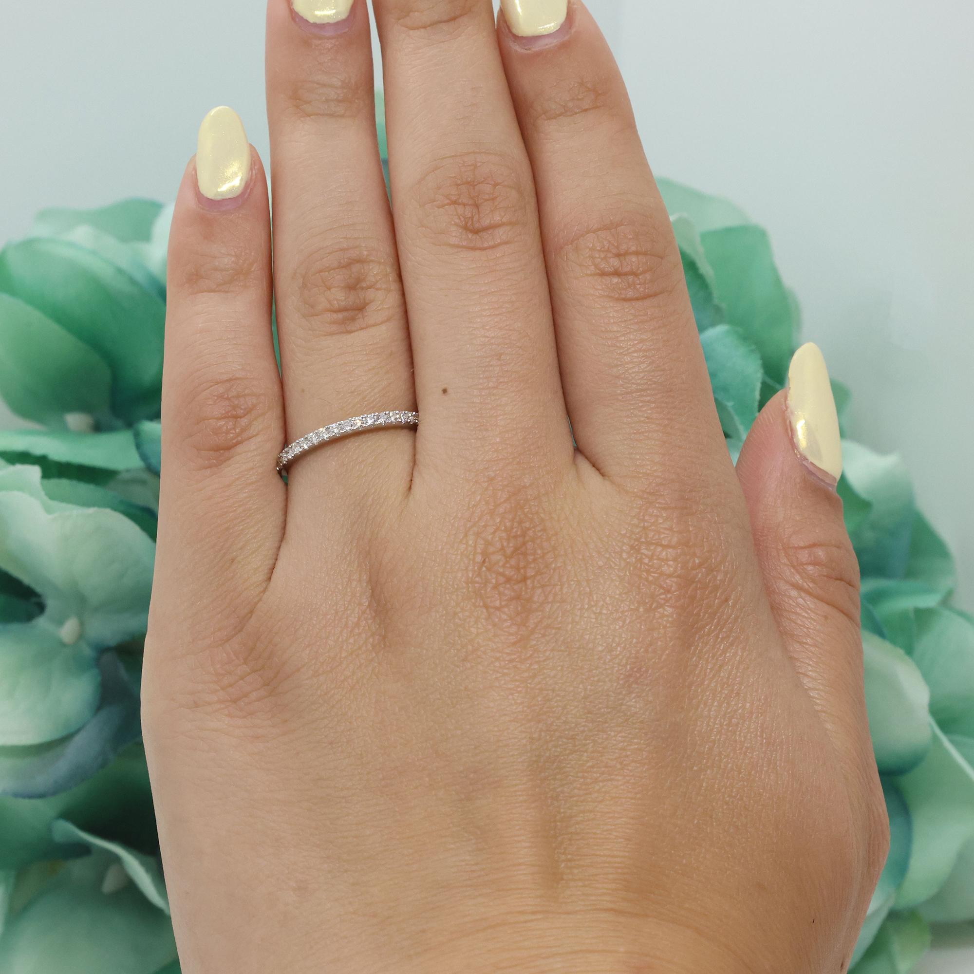 Round Diamond Half Eternity Band Ring 14K White Gold 0.35 TW Anniversary Size 7