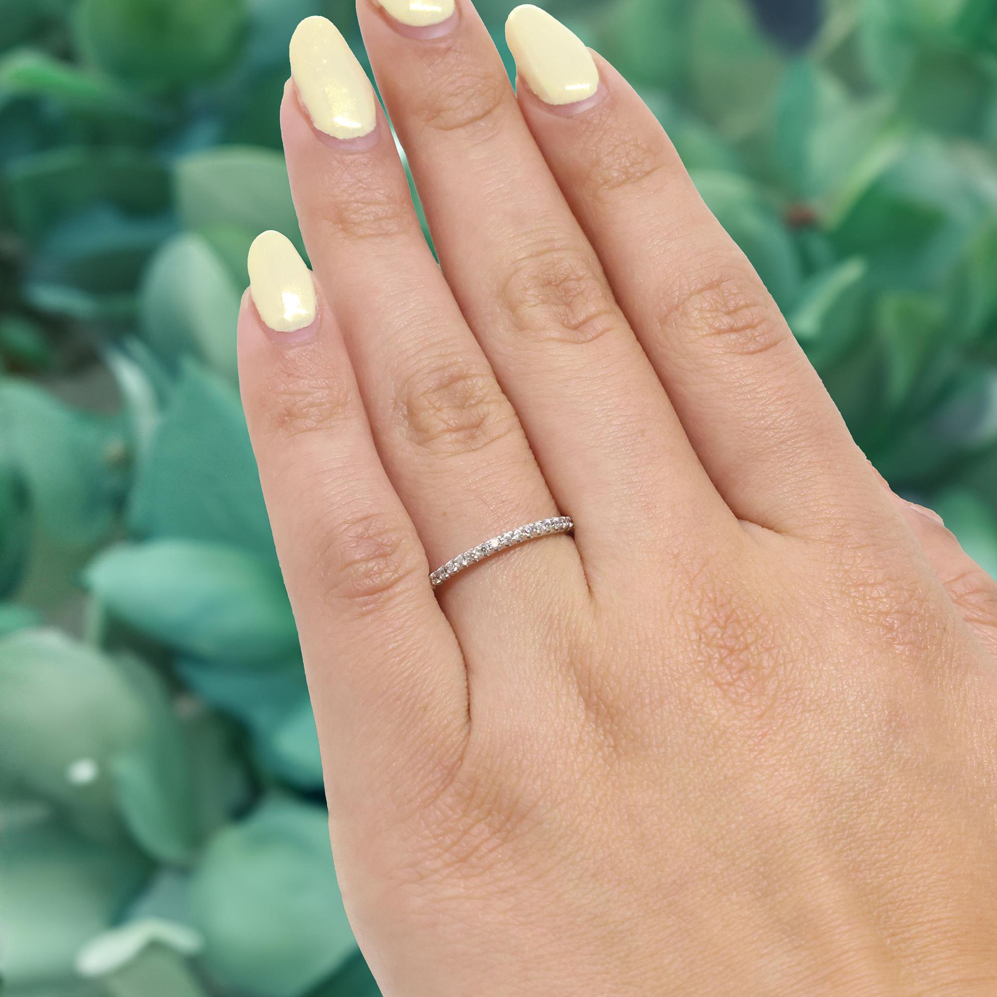 0.35 TW Round Diamond Half Eternity Band Ring 14K White Gold Channel Set SZ 6.75