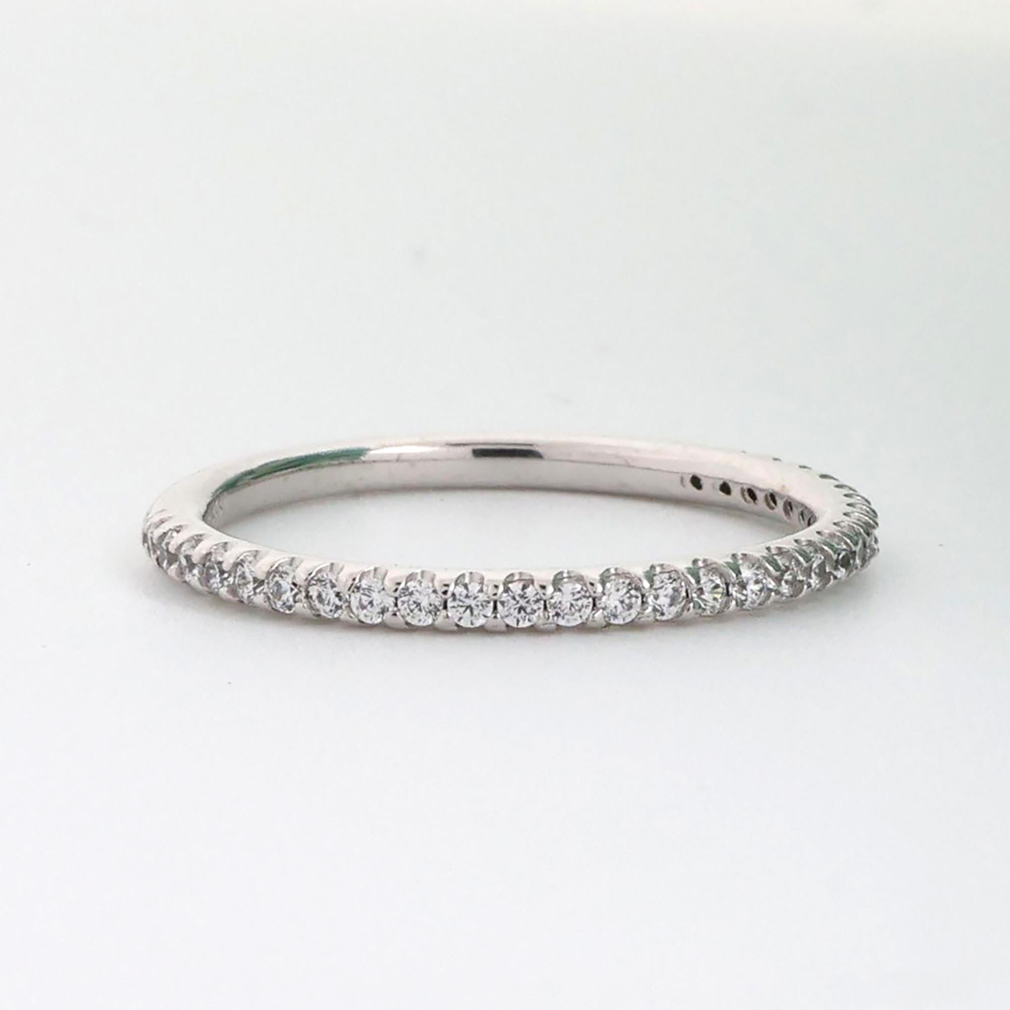 0.35 TW Round Diamond Half Eternity Band Ring 14K White Gold Channel Set SZ 6.75