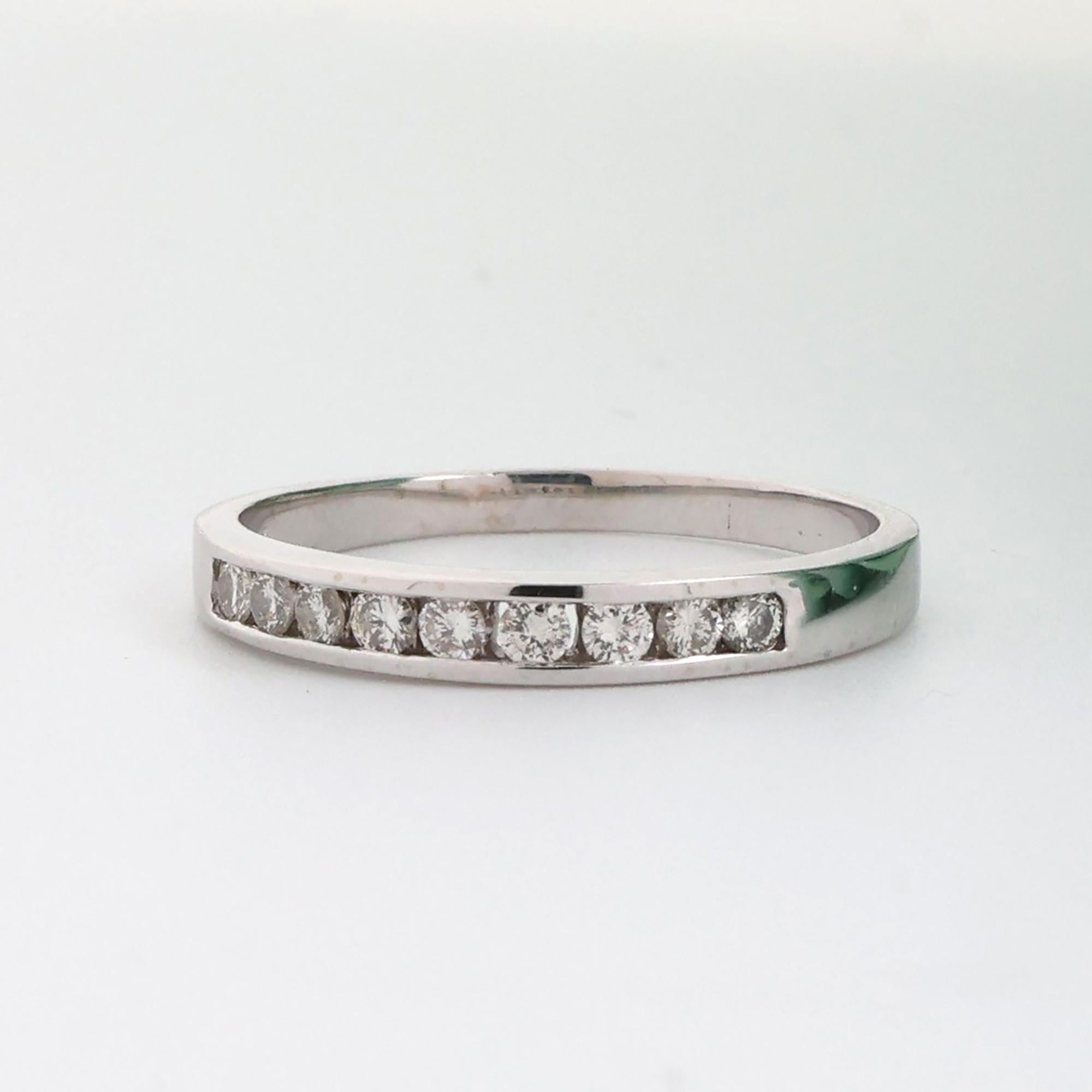 0.30 TW Round Diamond Half Eternity Band Ring 14K White Gold Channel Set SZ 8.25