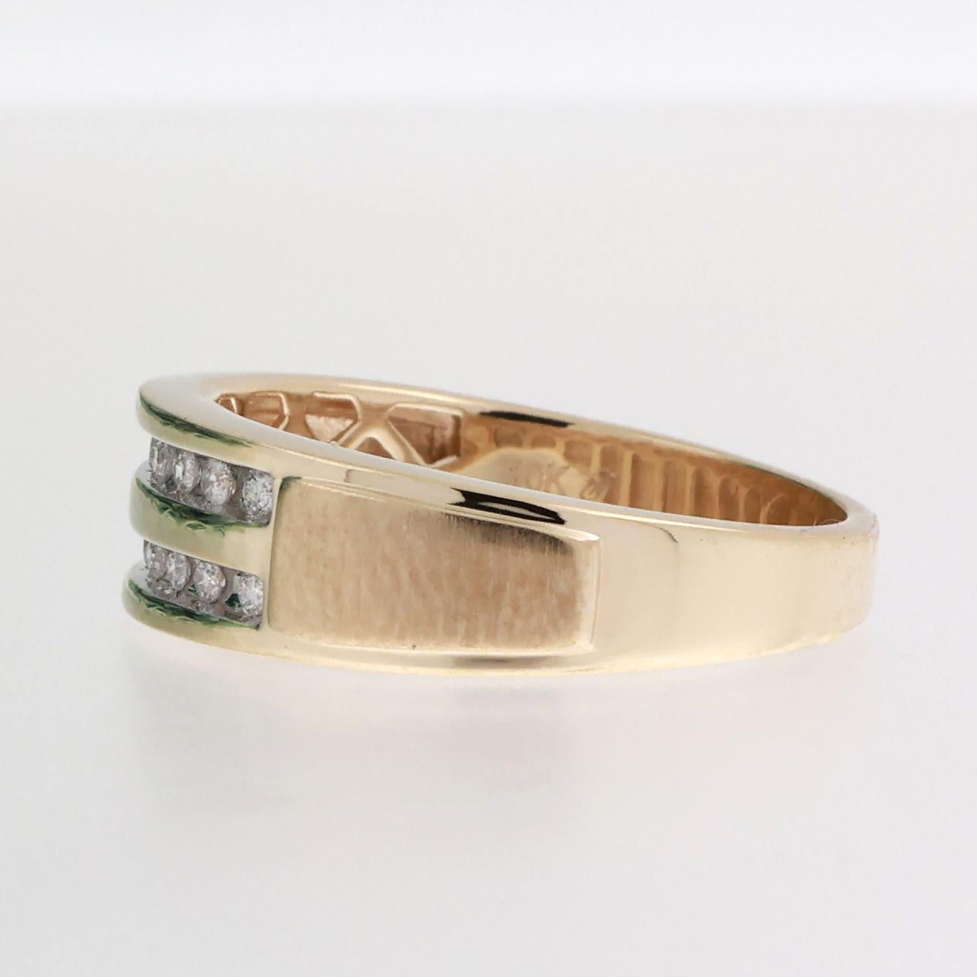 Men's 2-Row Channel Set Diamond Eternity Band Ring 10K Gold 0.27 TW Size 10.75