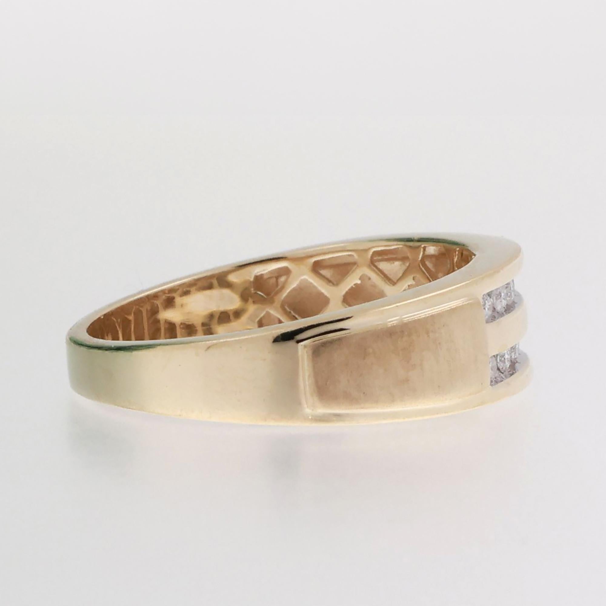 Men's 2-Row Channel Set Diamond Eternity Band Ring 10K Gold 0.27 TW Size 10.75