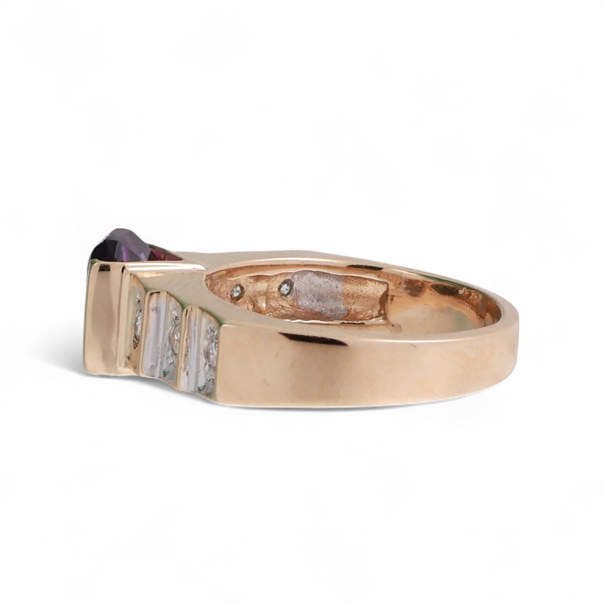 Amethyst Diamond Band Ring 14K Gold 1.10 CTW Size 4.25 Ladies Estate