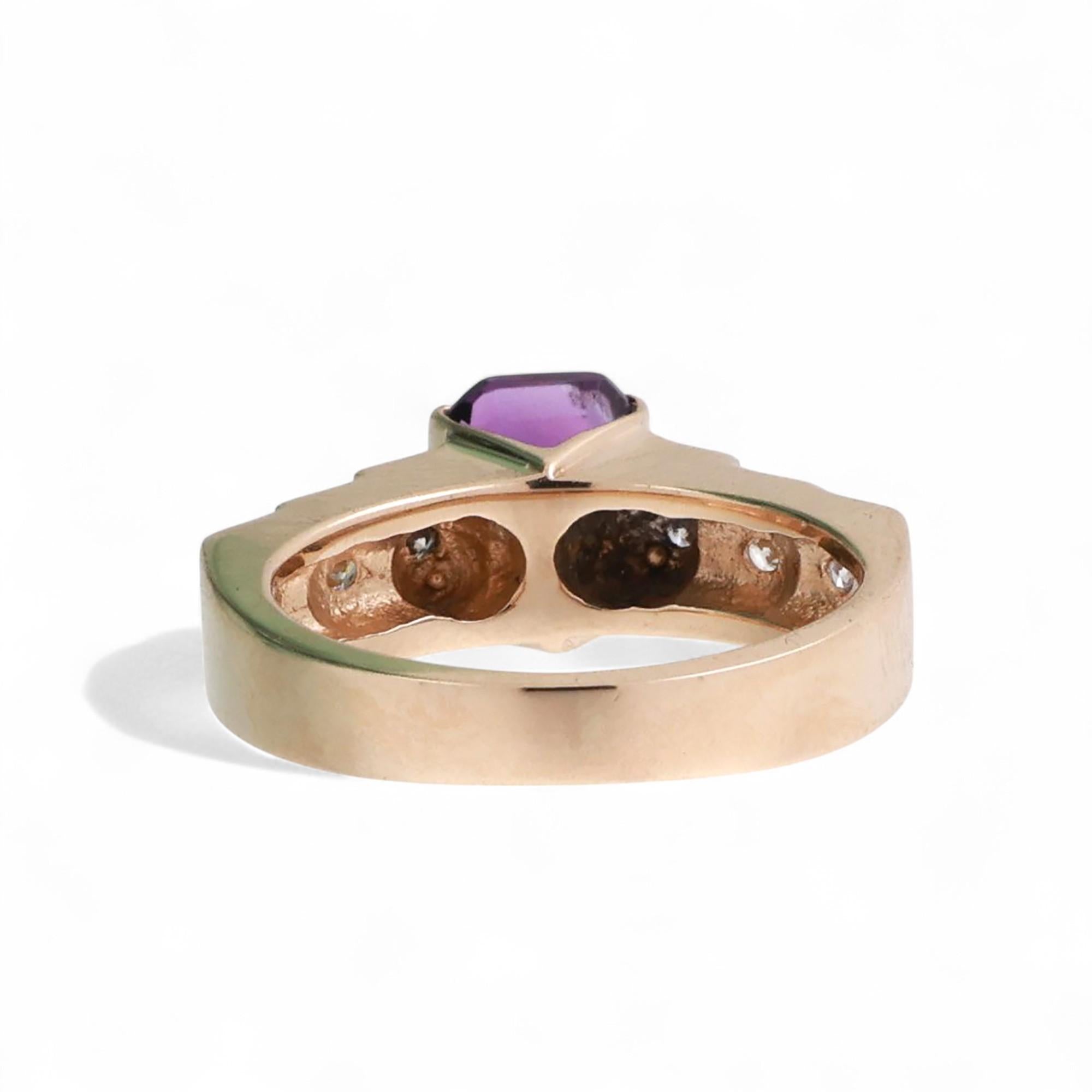 Amethyst Diamond Band Ring 14K Gold 1.10 CTW Size 4.25 Ladies Estate