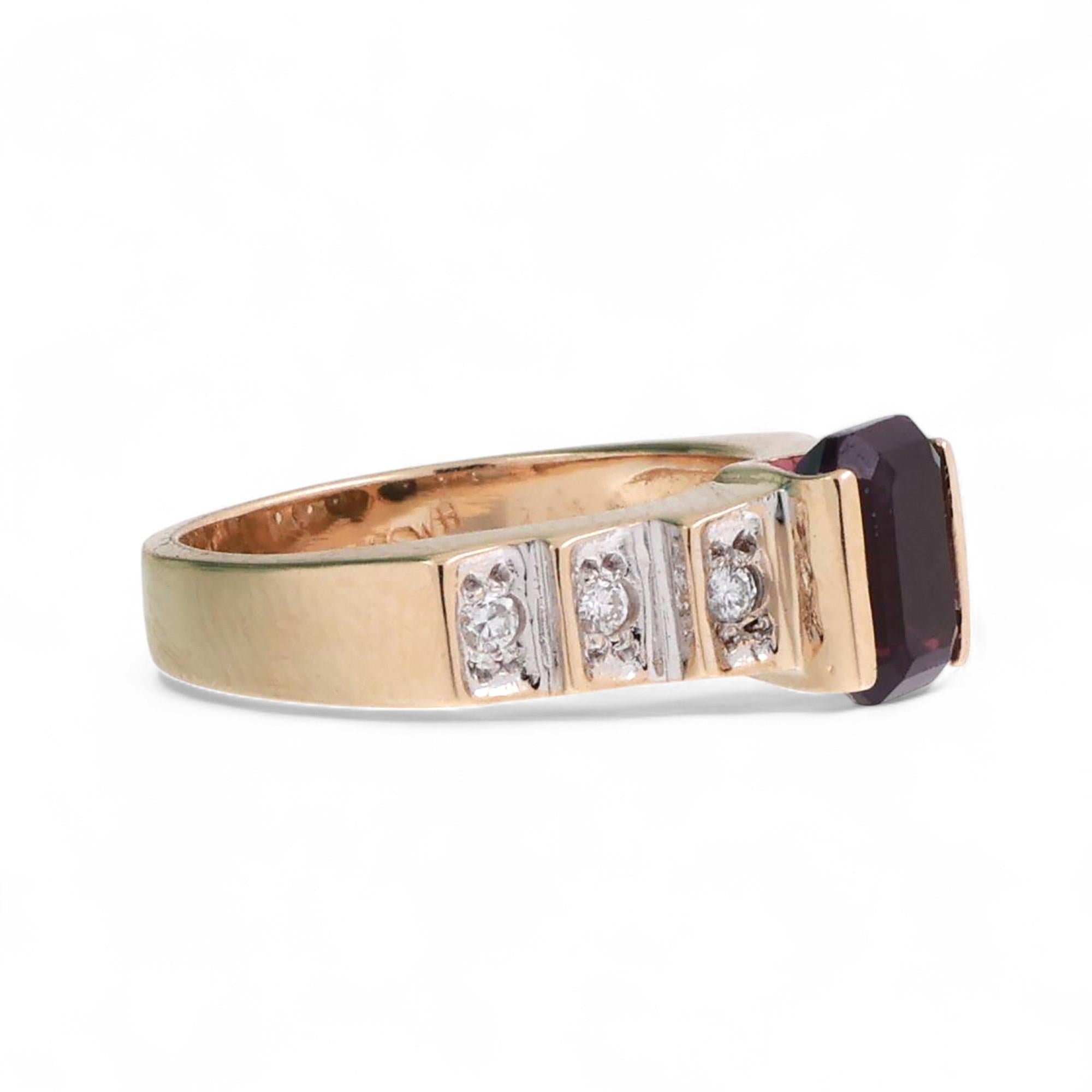 Amethyst Diamond Band Ring 14K Gold 1.10 CTW Size 4.25 Ladies Estate