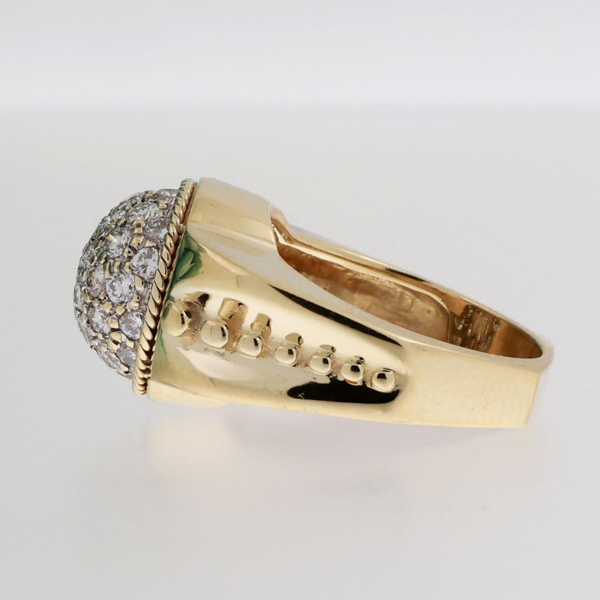 1.00 TW Cluster Diamond Dome Ring 18K Yellow Gold Size 6.75 Ladies Estate
