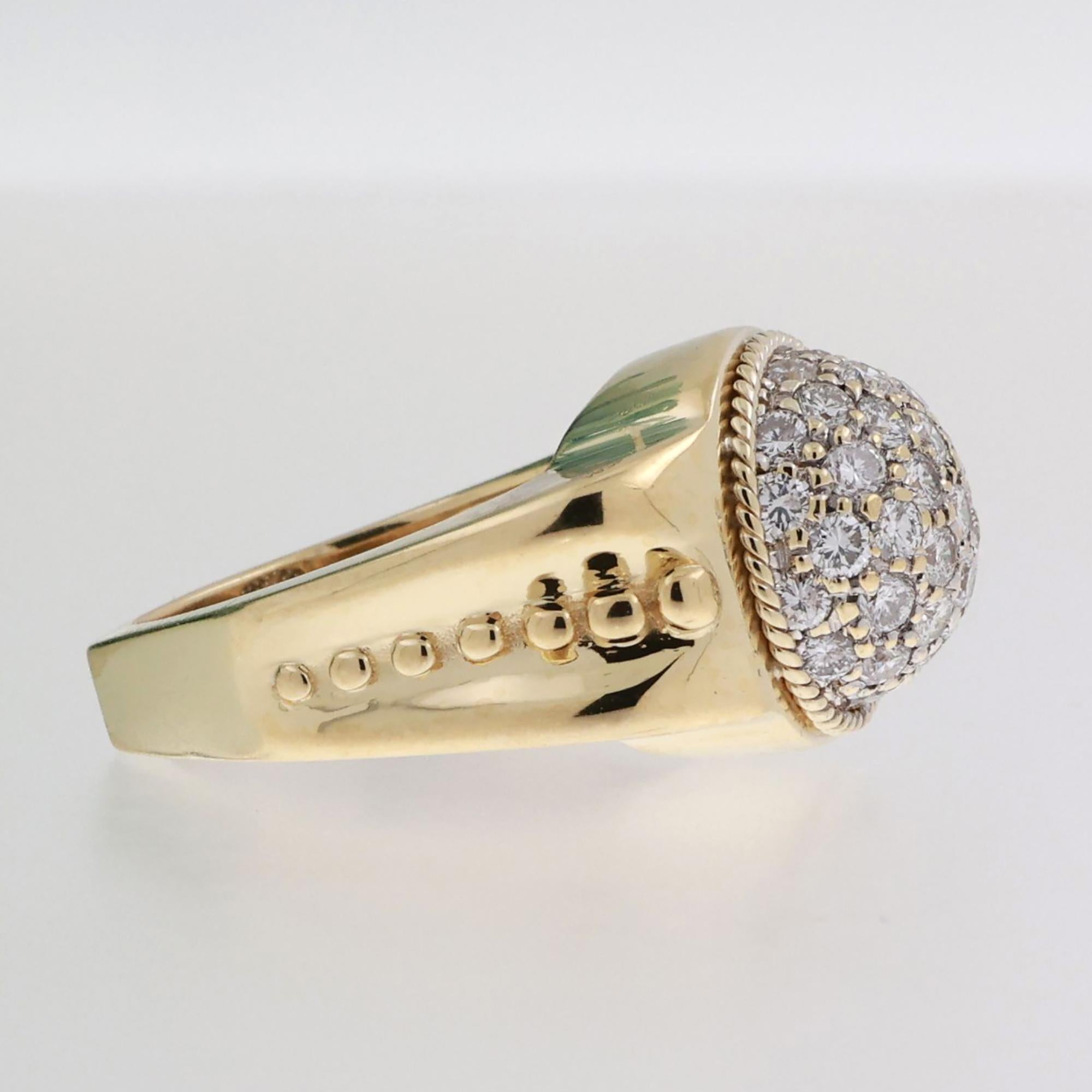 1.00 TW Cluster Diamond Dome Ring 18K Yellow Gold Size 6.75 Ladies Estate